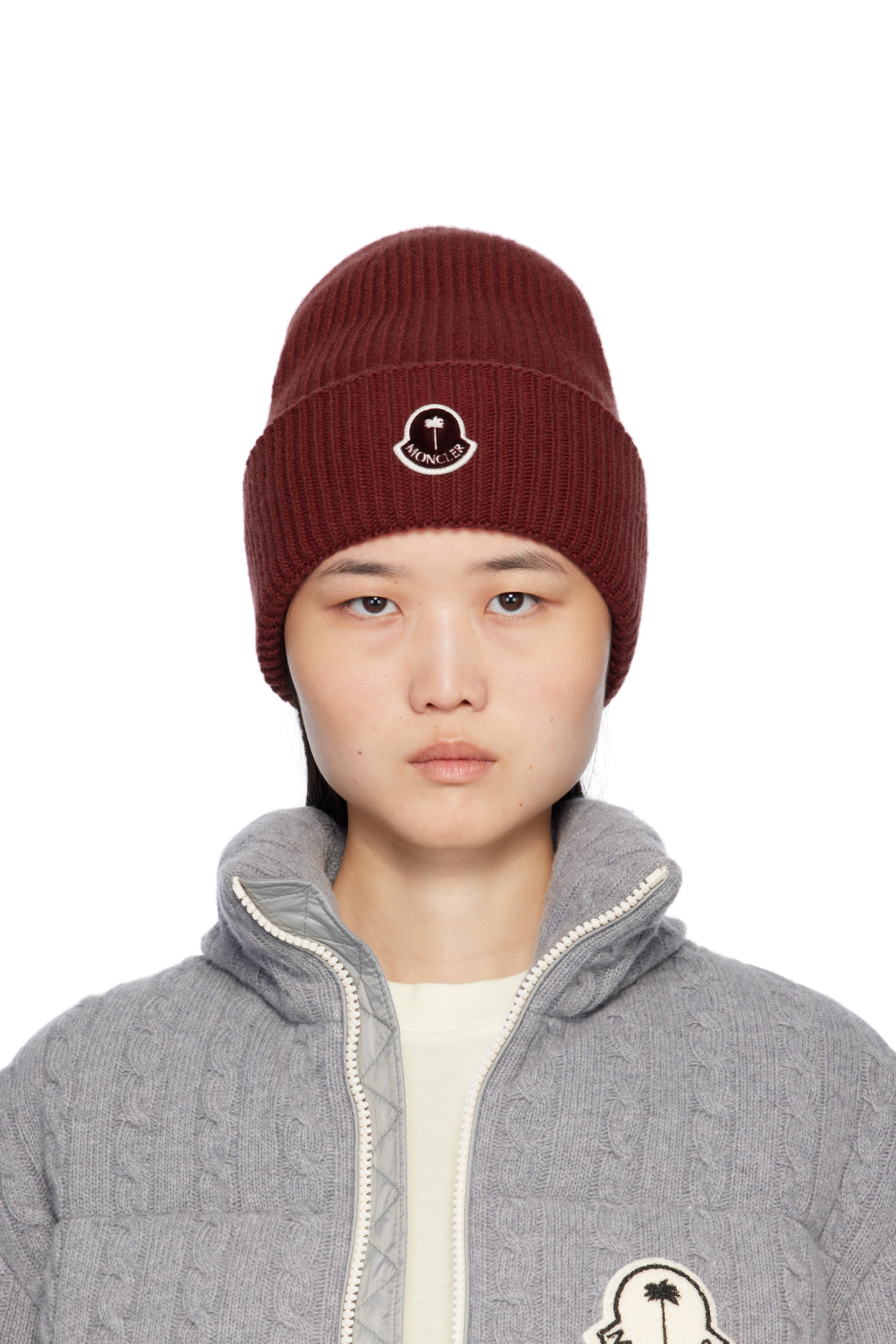 Moncler Genius - Bonnet bourgogne à logo - Moncler x Palm Angels