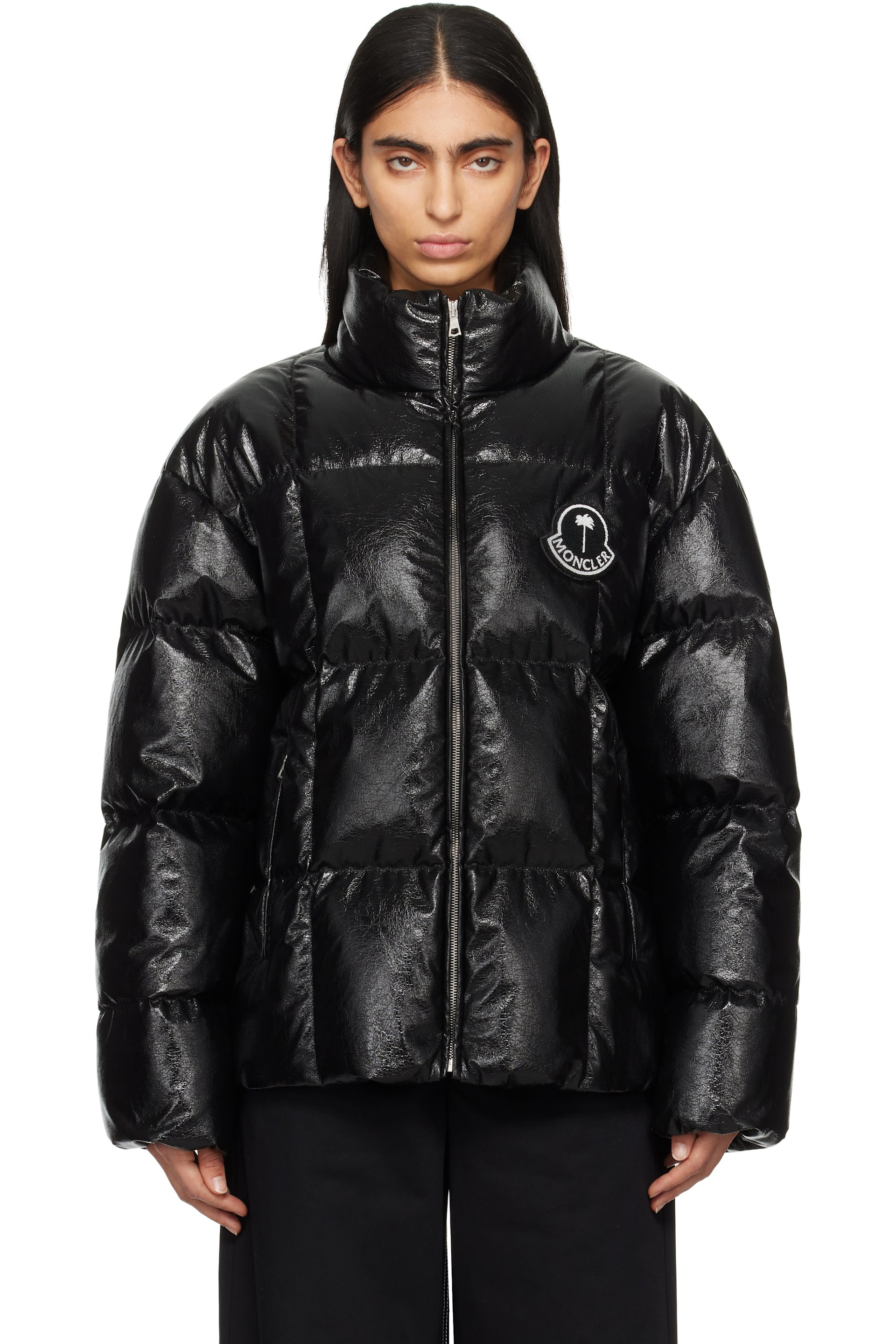 Moncler Genius: Moncler x Palm Angels Black Simoon Faux-Leather