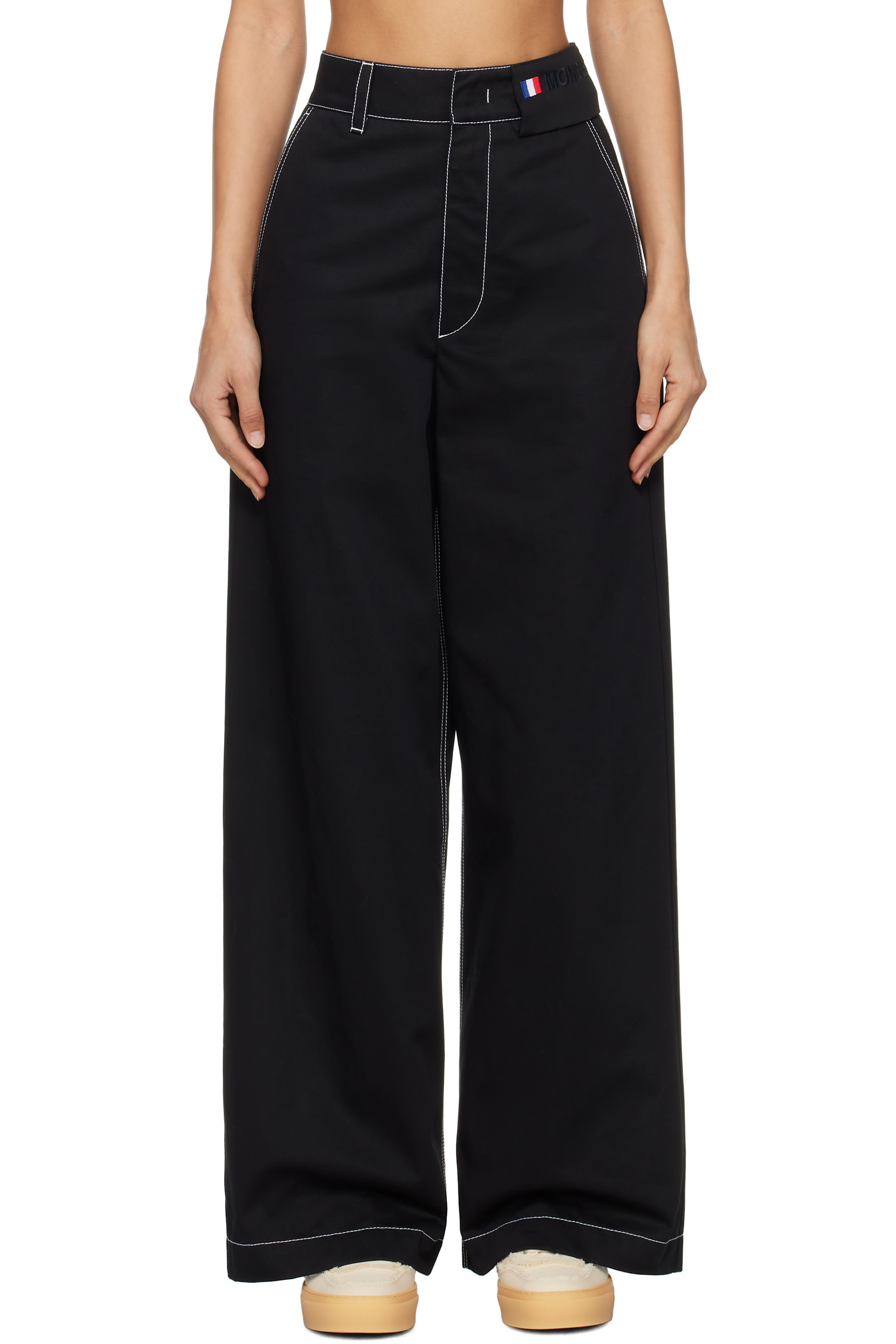 Moncler Genius - Pantalon noir à piqures contrastantes - Moncler x Palm Angels