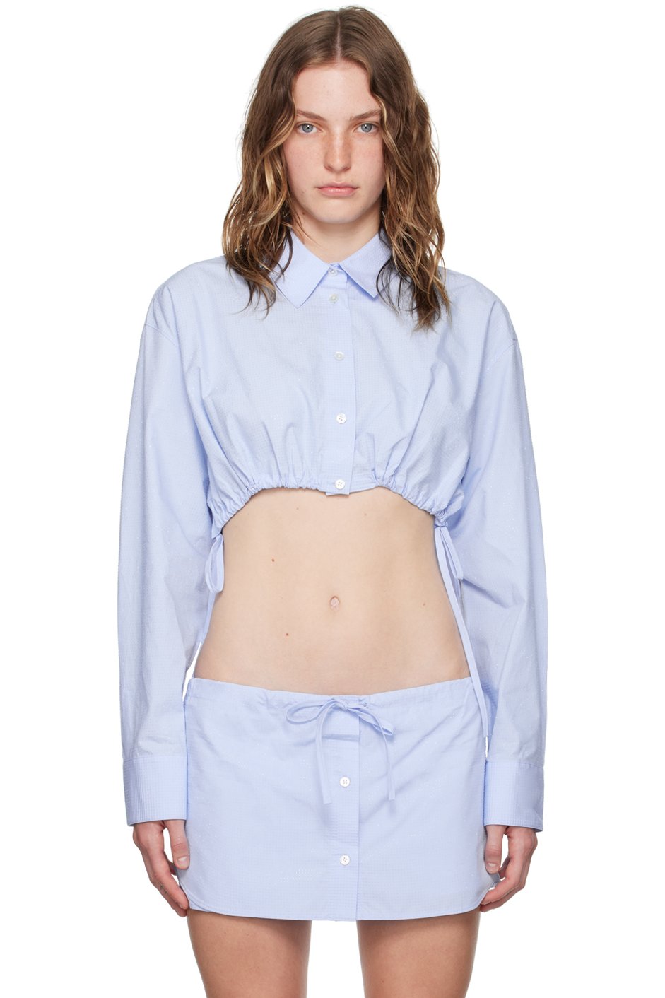 Alexander Wang - Blue Cropped Drawstring Shirt