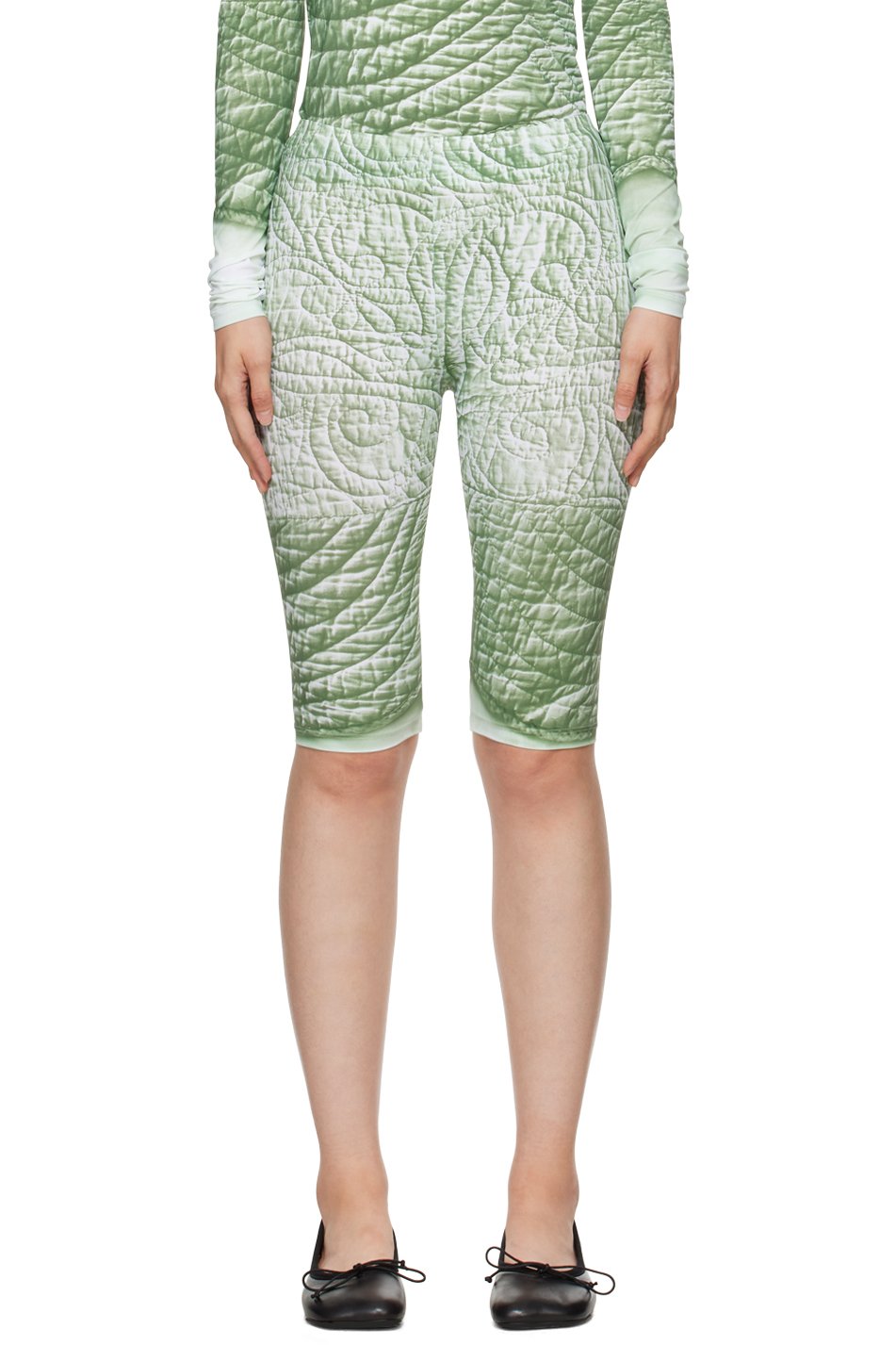 MM6 Maison Margiela - Short vert à motif graphique trompe l'œil
