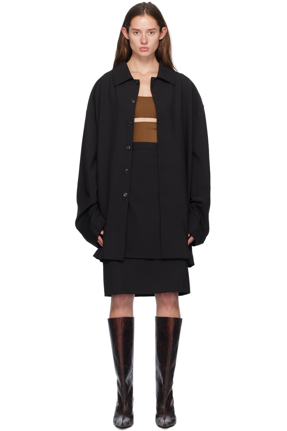 MARIE ADAM-LEENAERDT - Robe midi de style blouson et jupe noire