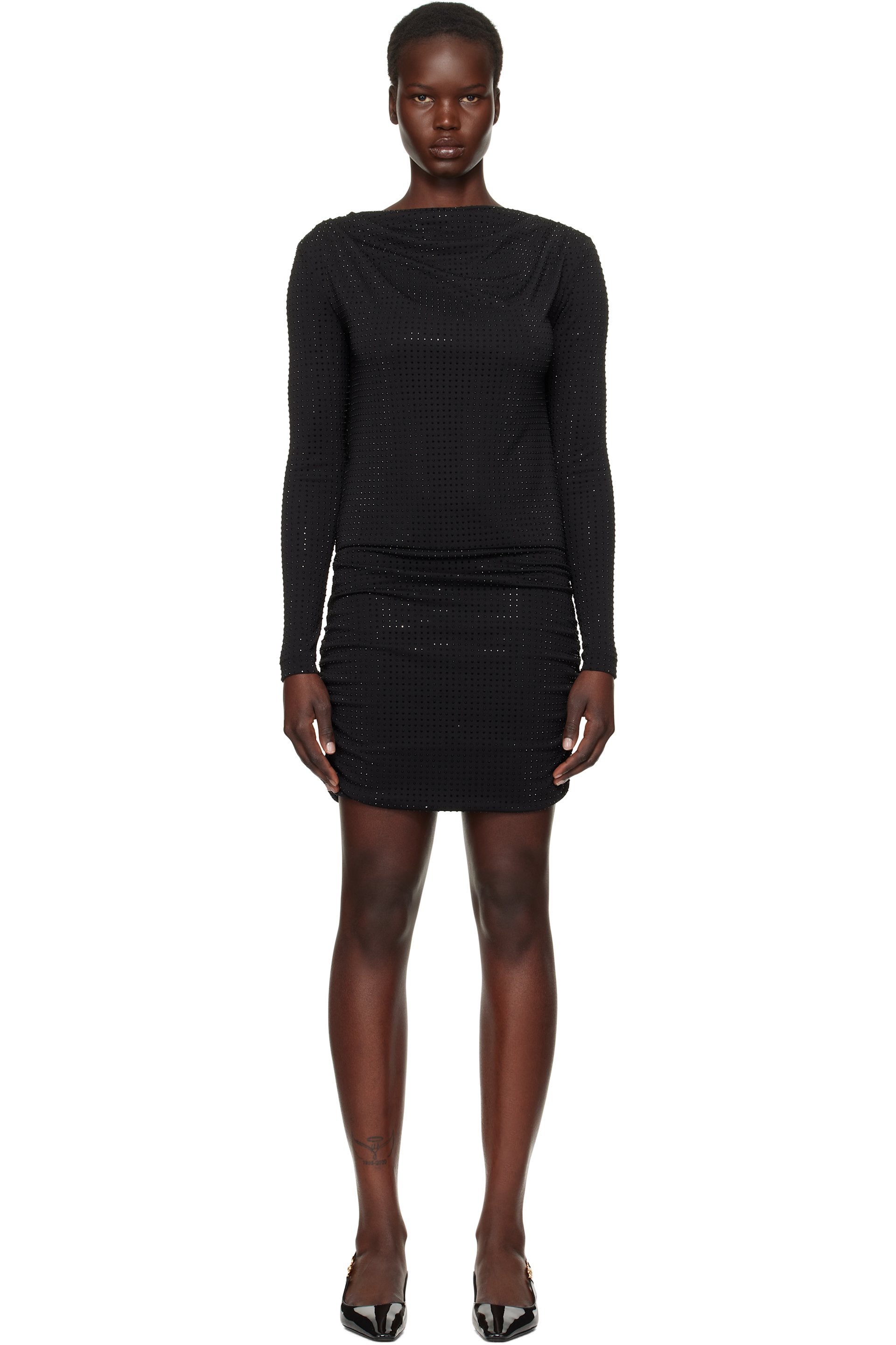 Versace Jeans Couture - Robe courte noire à ornements facettés