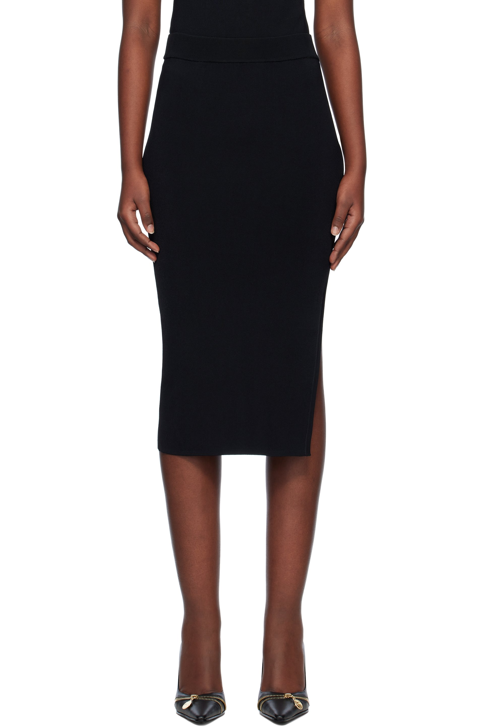 Versace Jeans Couture - Jupe midi noire en tricot