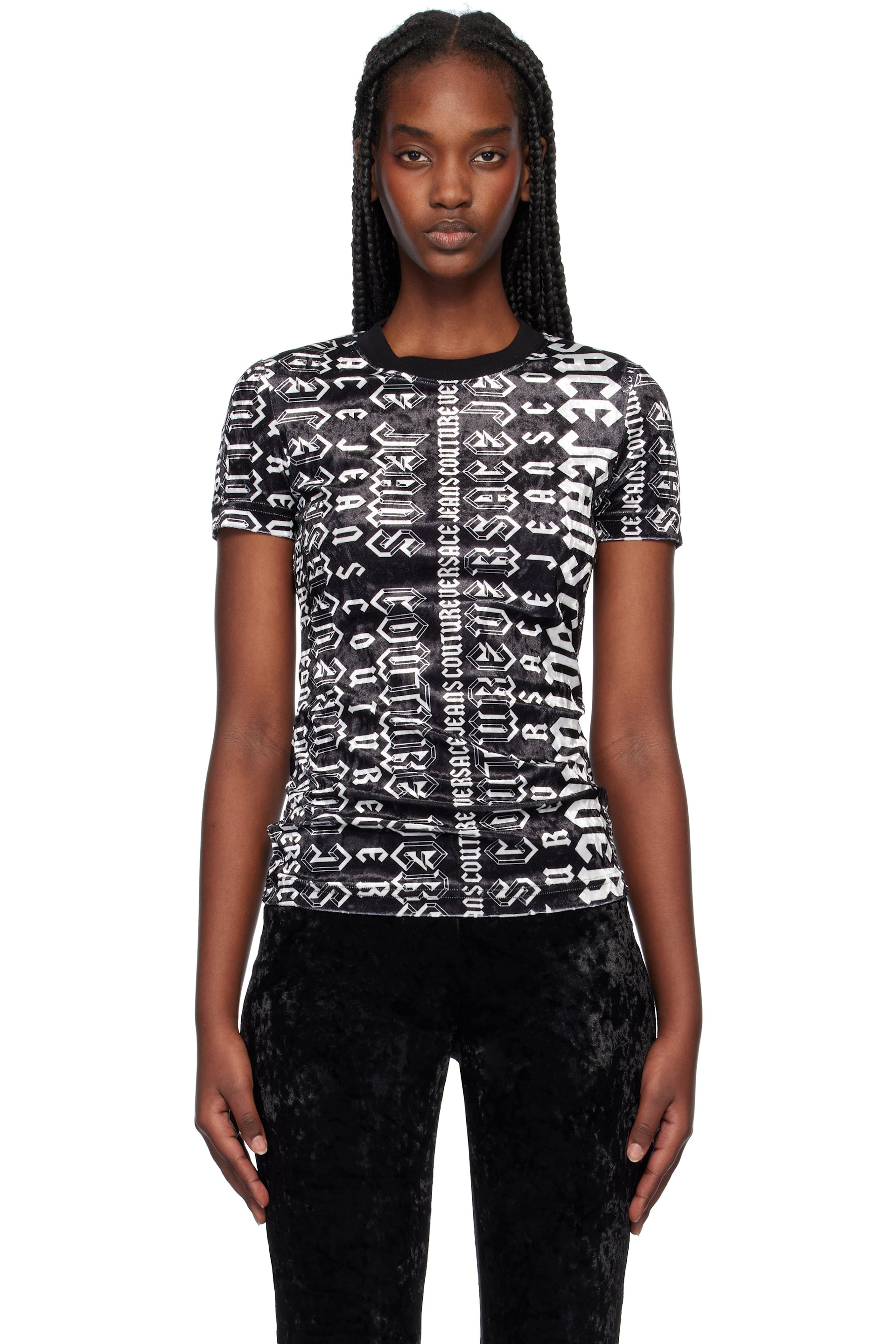 Versace Jeans Couture - T-shirt noir à motif à logos