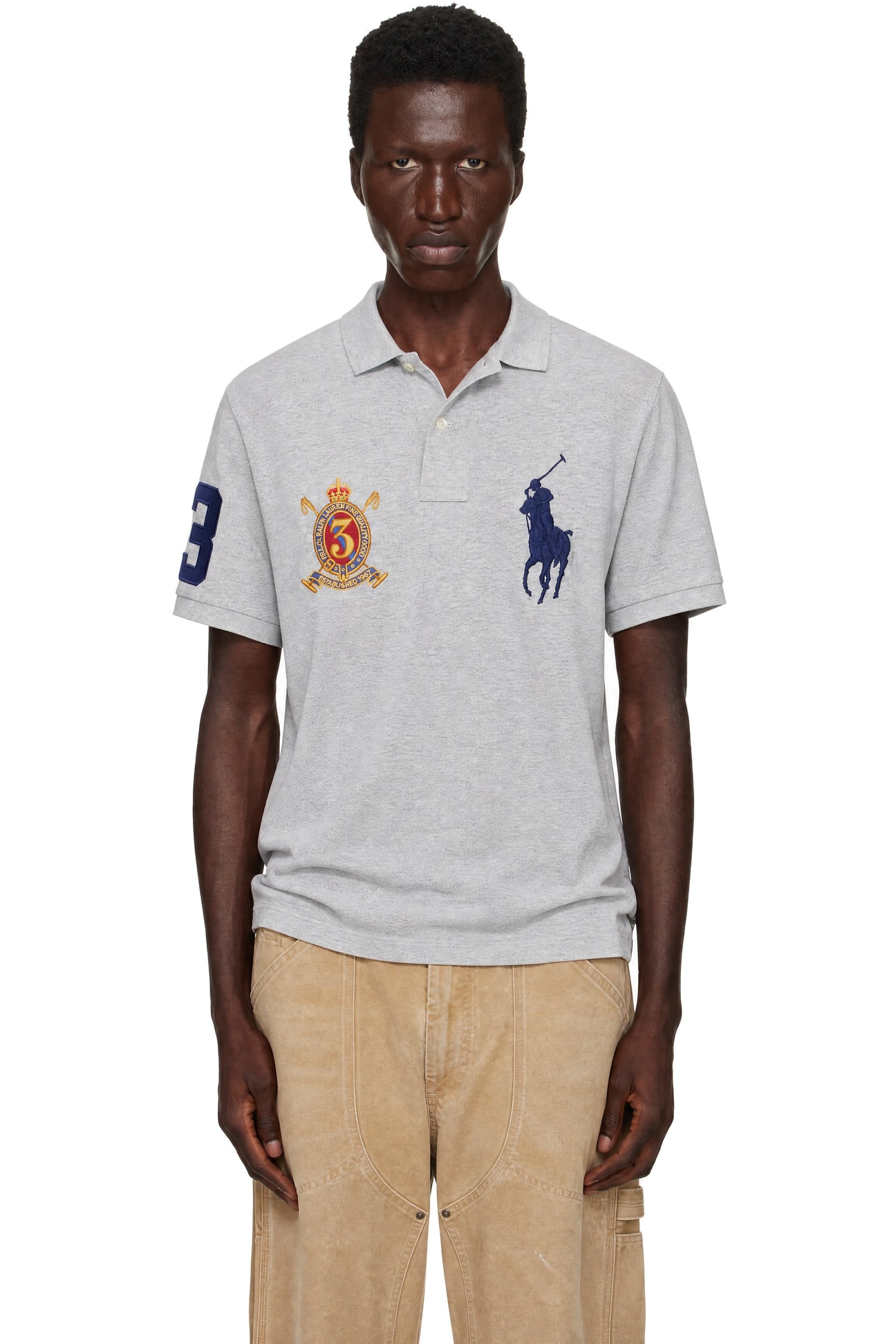 Polo Ralph Lauren - Gray Big Pony Crest Mesh Polo