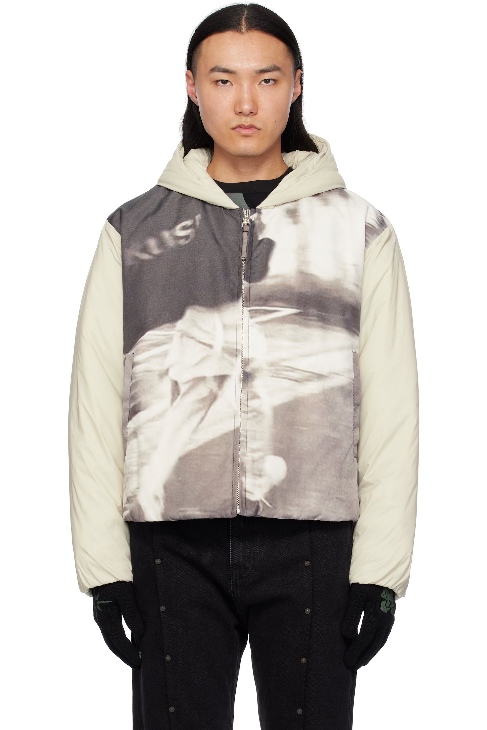 KUSIKOHC - Off-White & Gray Padded Printed Jacket