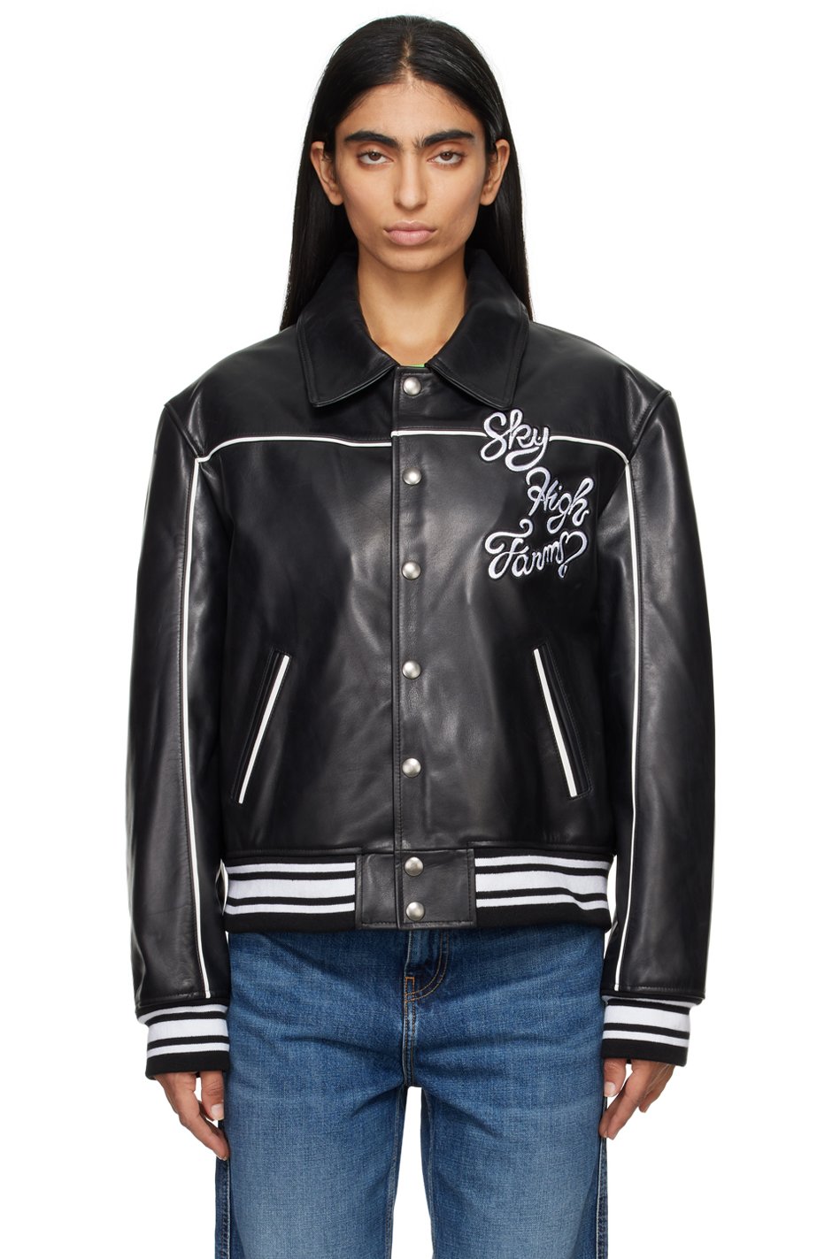 Sky High Farm Workwear - Blouson 'Sky High Entertainment' noir en cuir