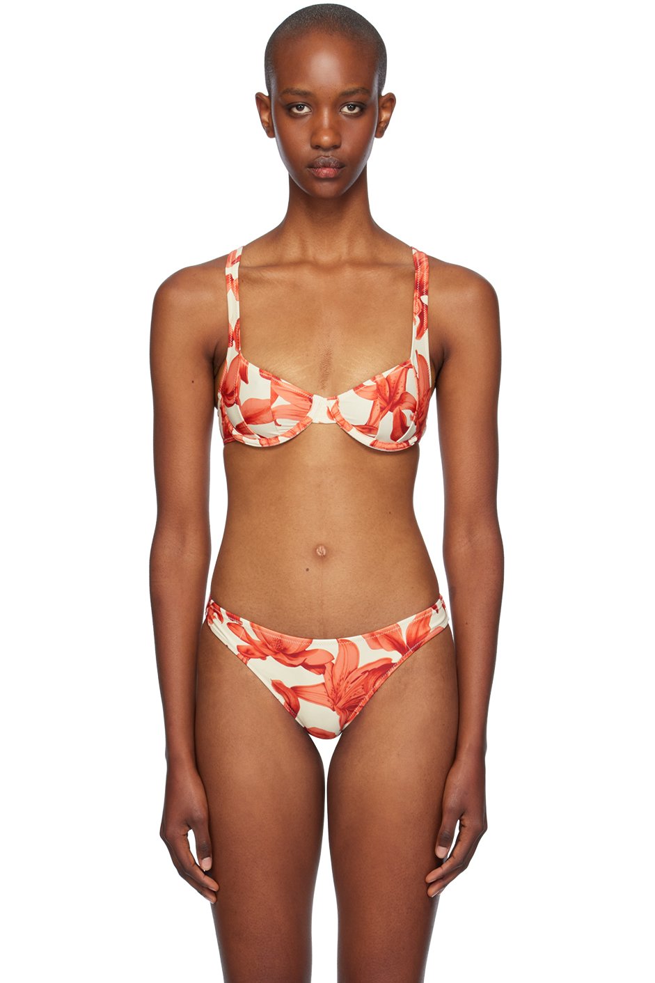 Miaou - Haut de bikini Luz beige et rouge