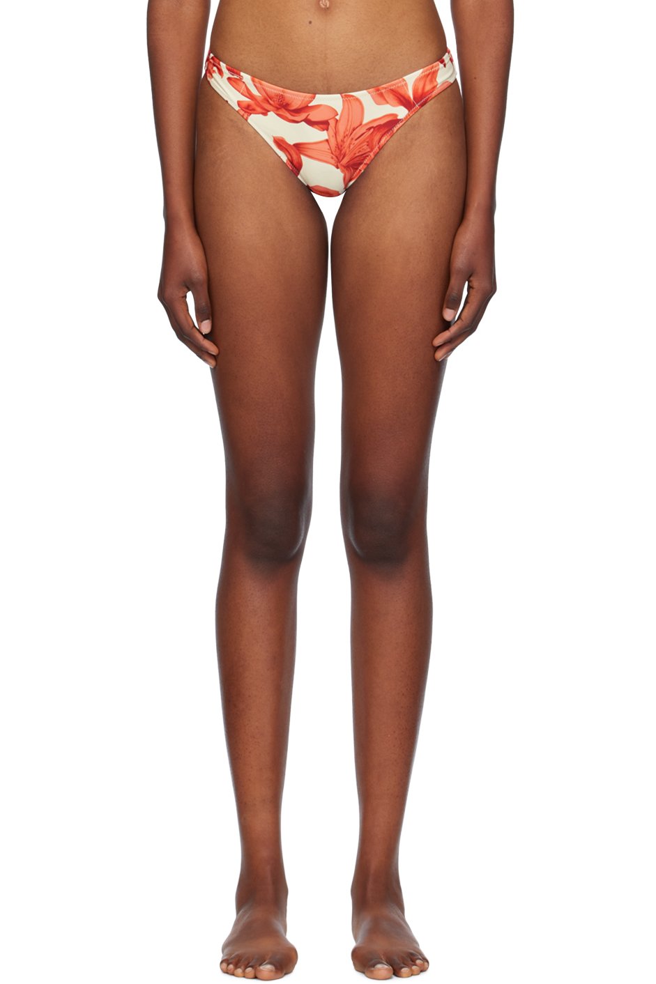 Miaou - Culotte de bikini Luz beige et rouge