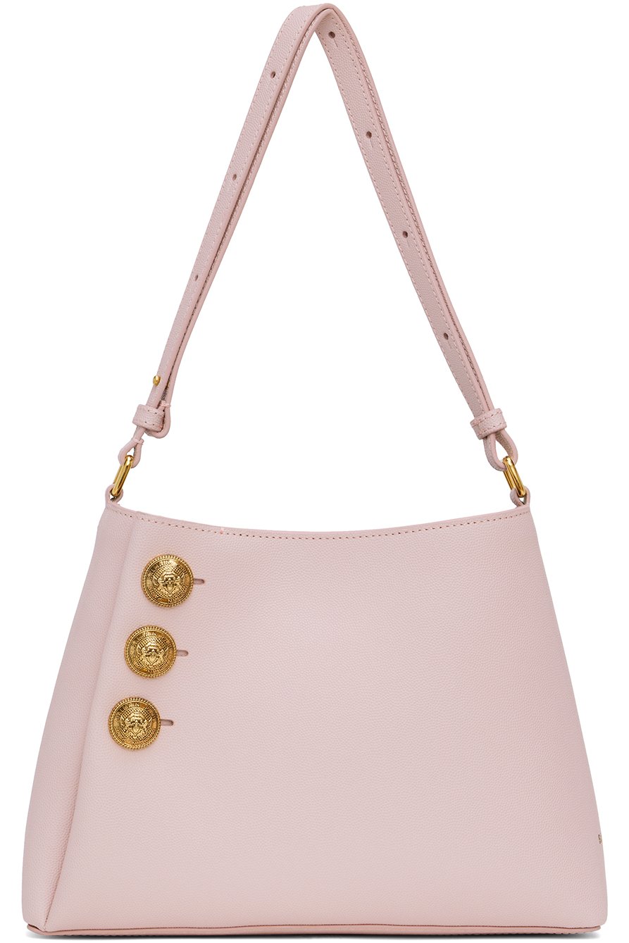 BALMAIN - Pink Emblème Grained Calfskin Shoulder Bag