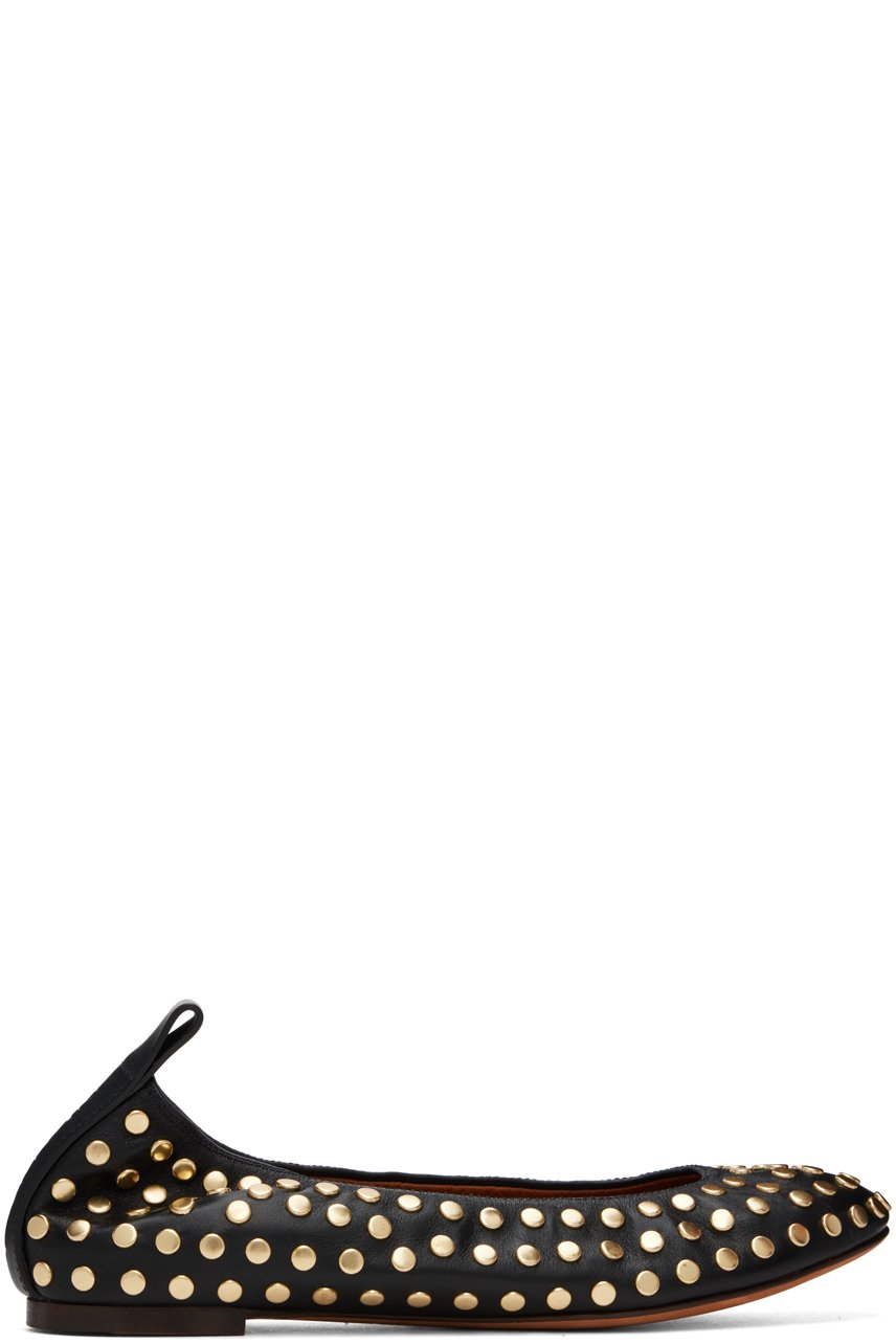 Lanvin - Black Studs Leather Ballerina Flats