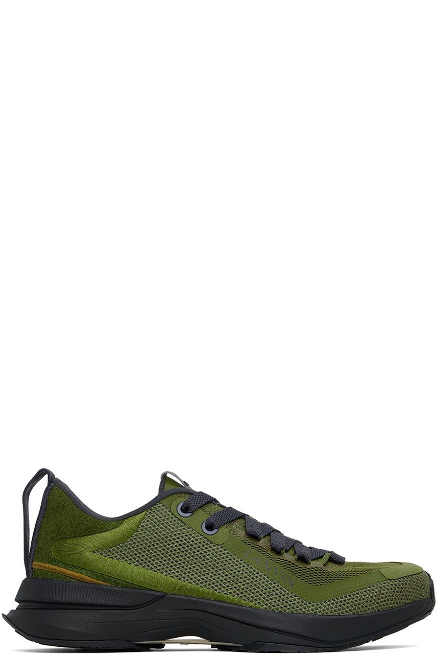 Lanvin - Baskets L-I kaki en filet
