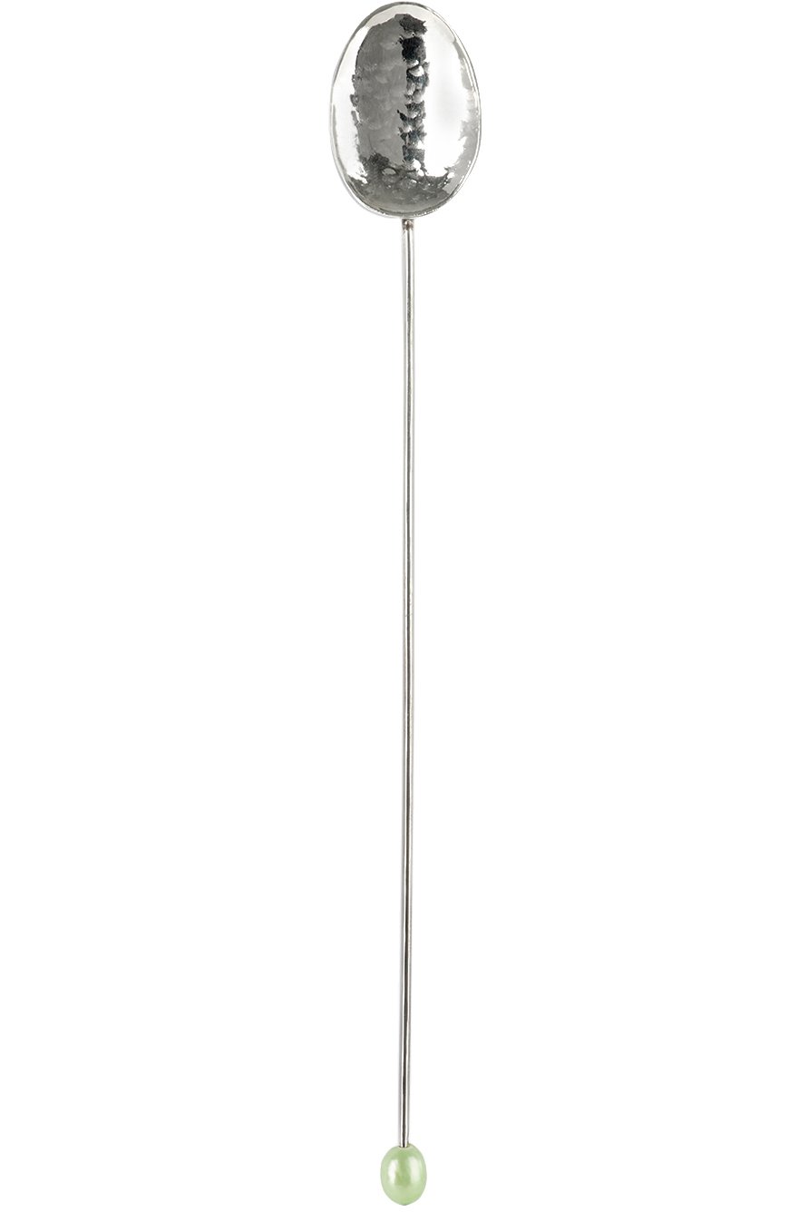 Gohar World - Silver & Green Pearl Iced Tea Spoon