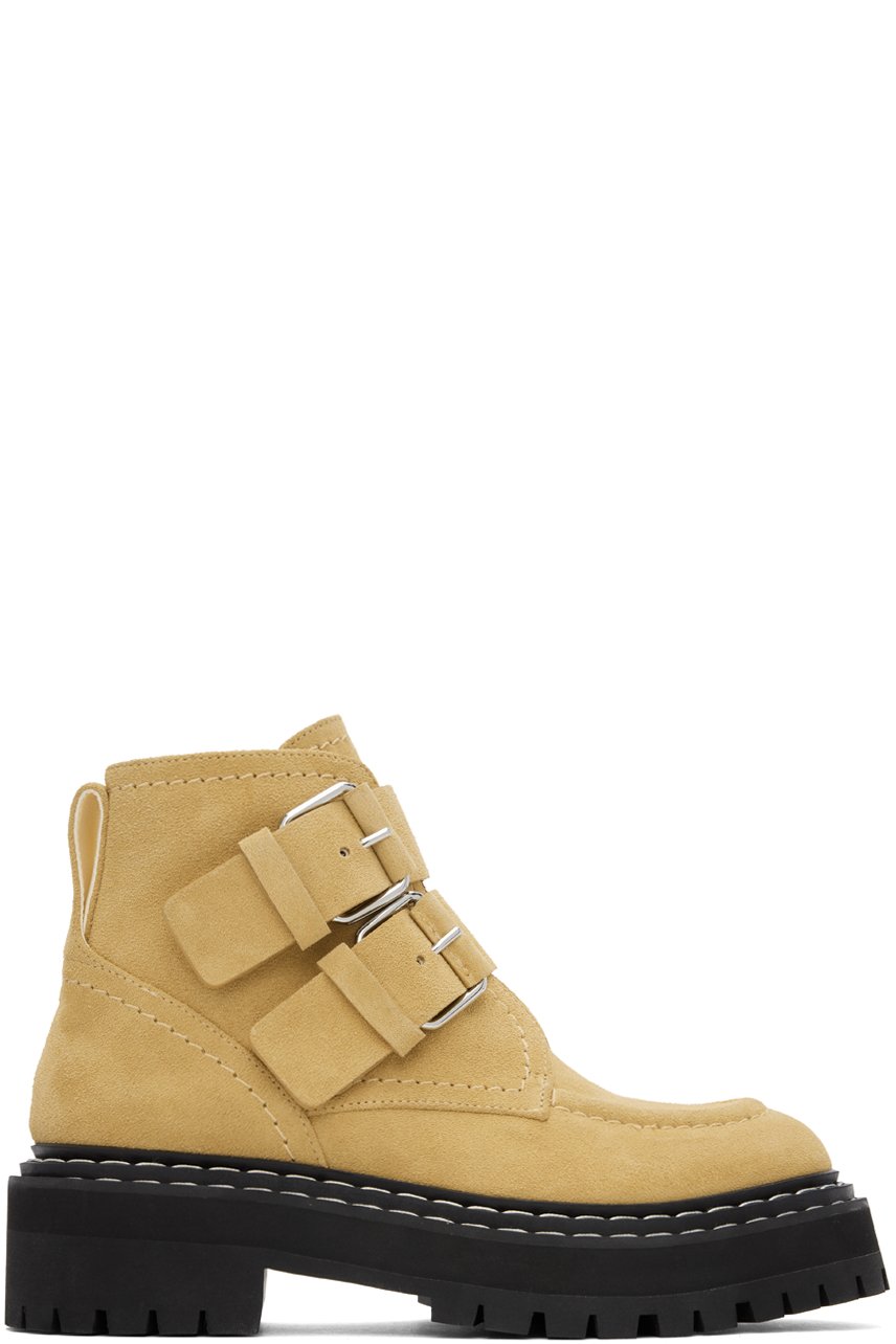 Proenza Schouler - Bottes beiges à boucles et à semelle épaisse