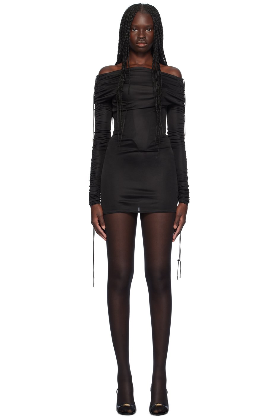 Atlein - Robe courte noire à épaules dénudées