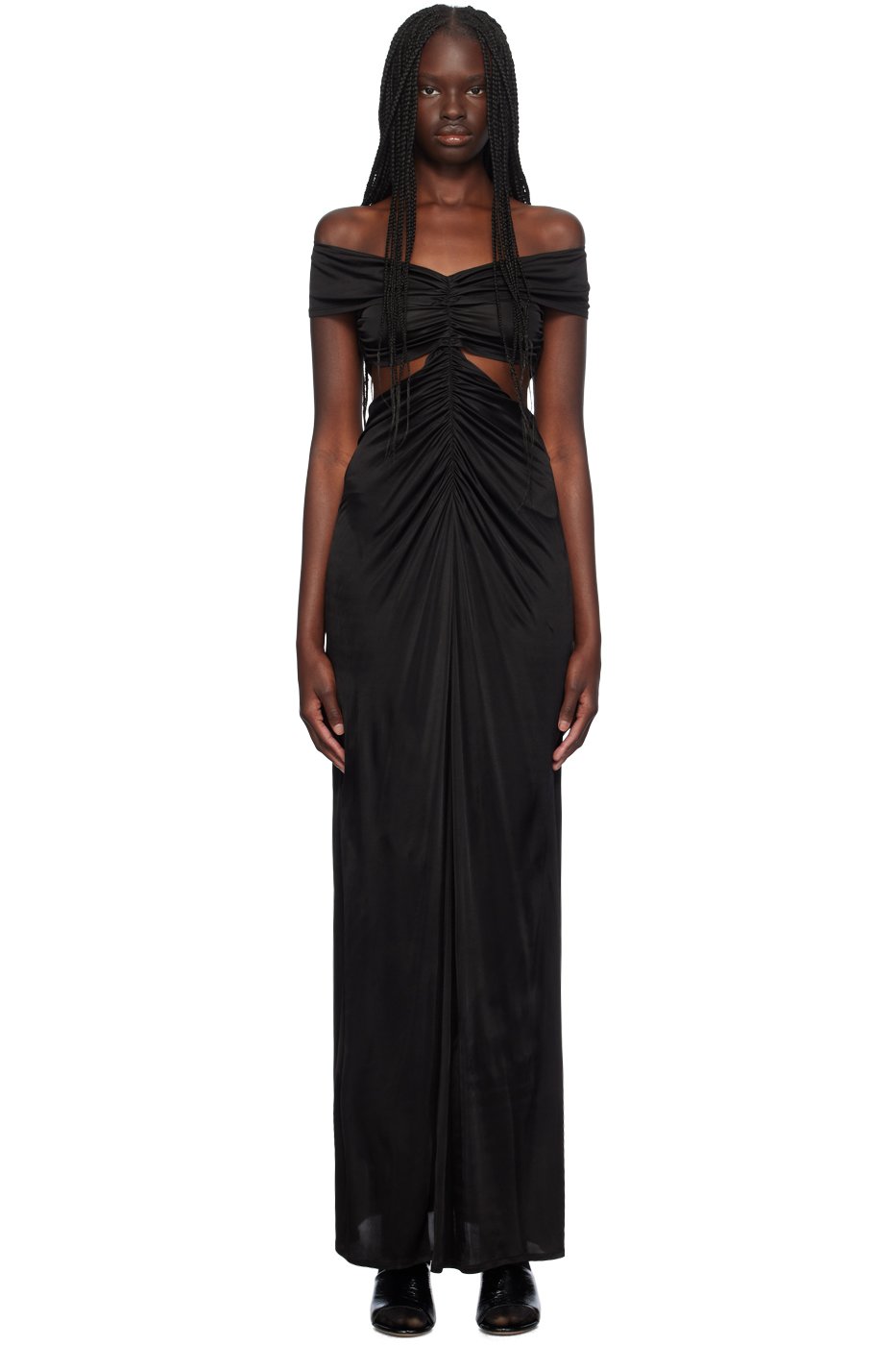 Atlein - Robe longue noire à découpe