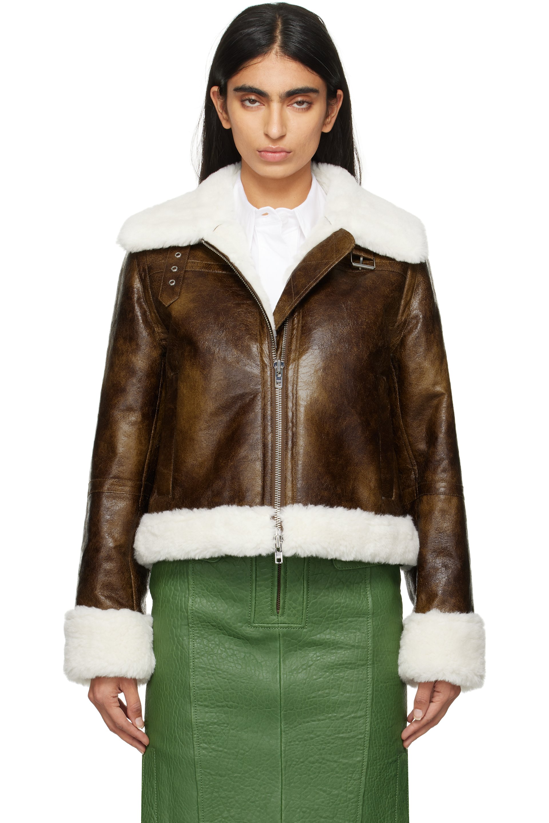 Stand Studio - Brown & Off-White Lorelle Faux-Shearling Jacket