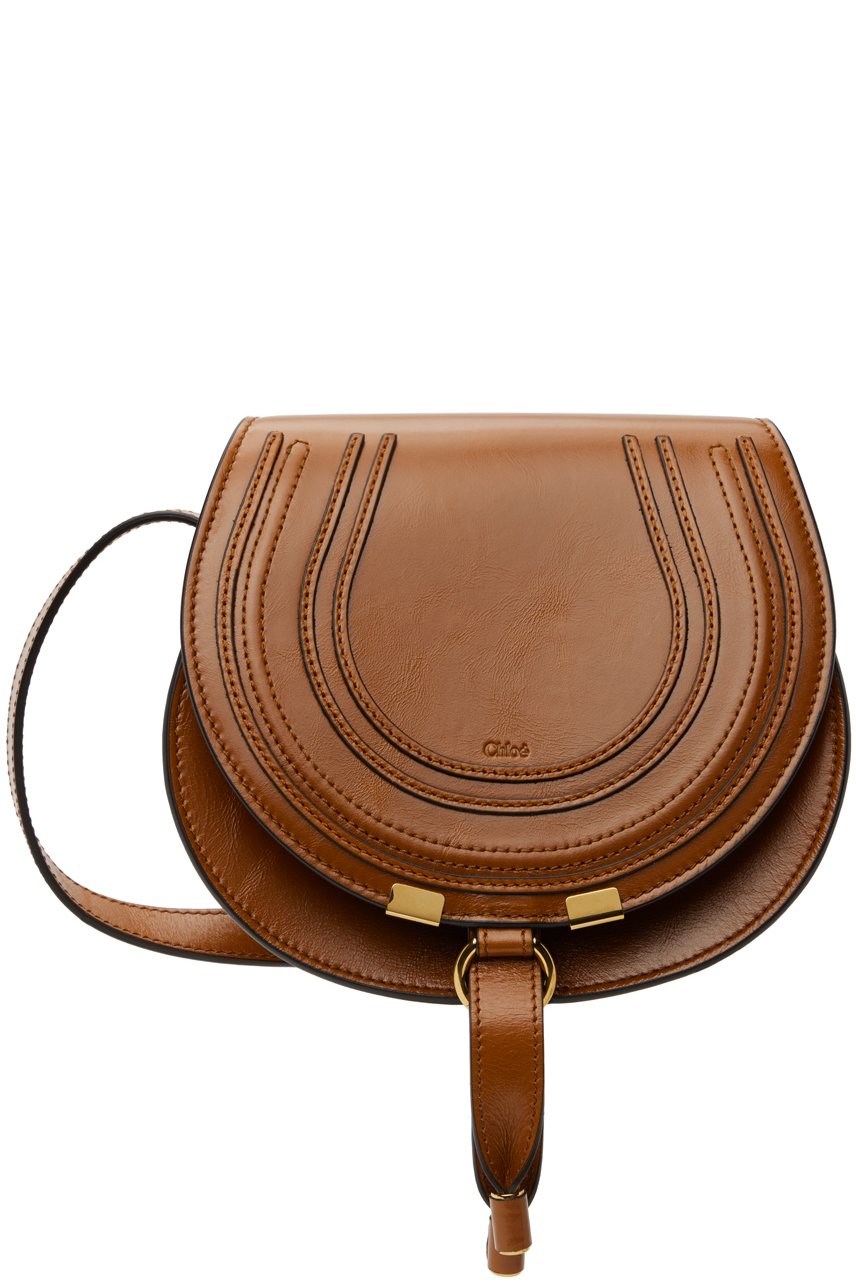 Chloé - Petit sac sellier lustré brun clair - Marcie