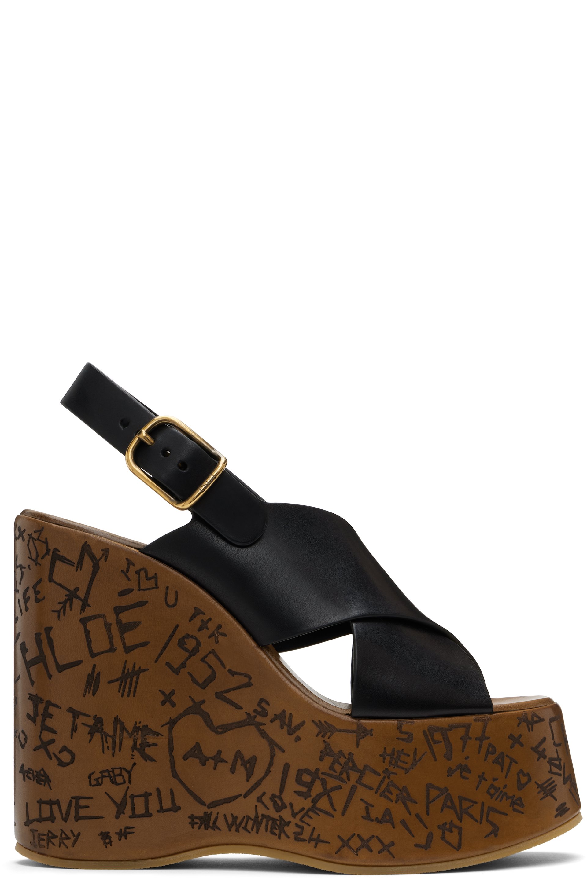 Chloé - Sandales à talon compensé Maxime noires