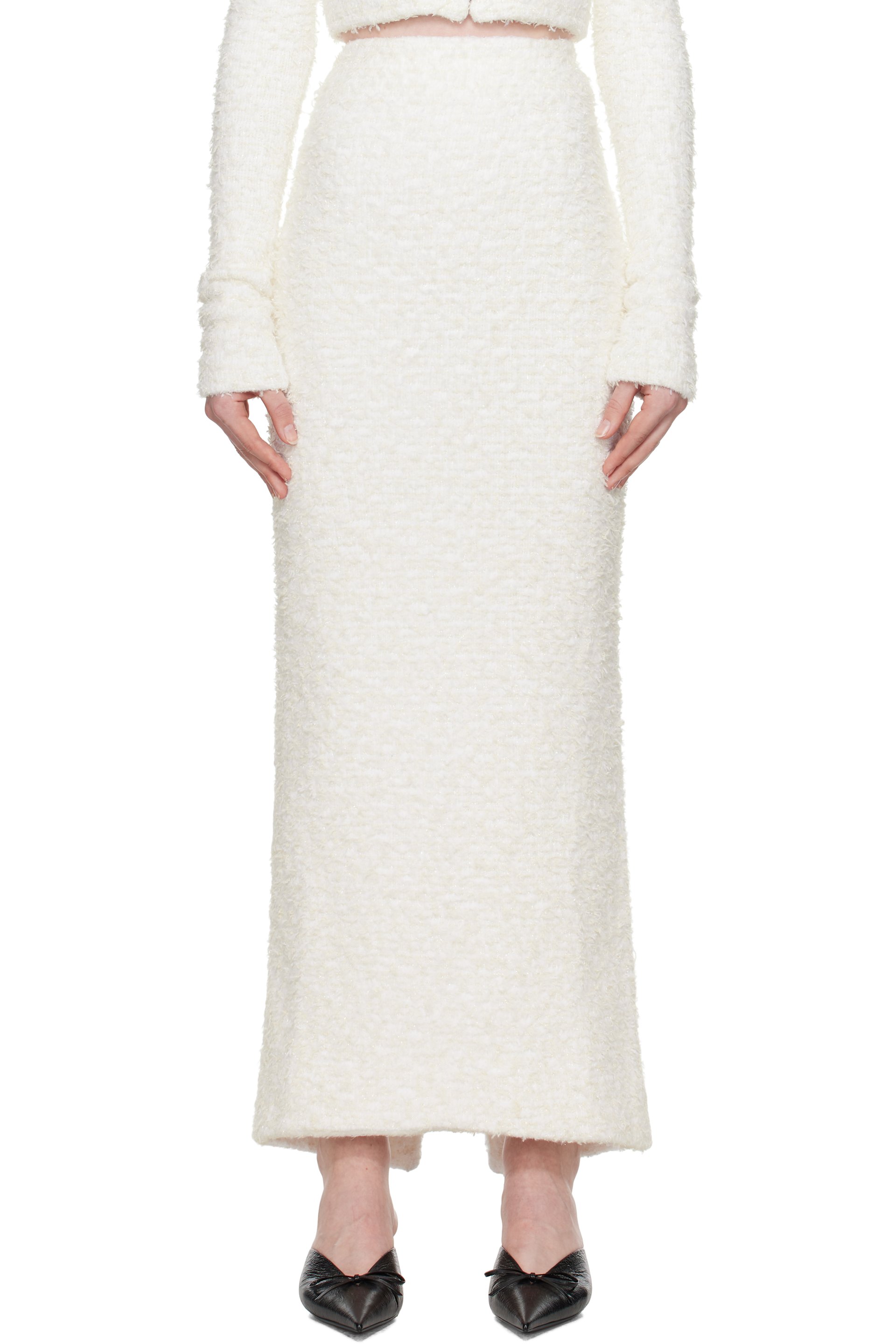 Balenciaga - Jupe longue blanc cassé en tweed