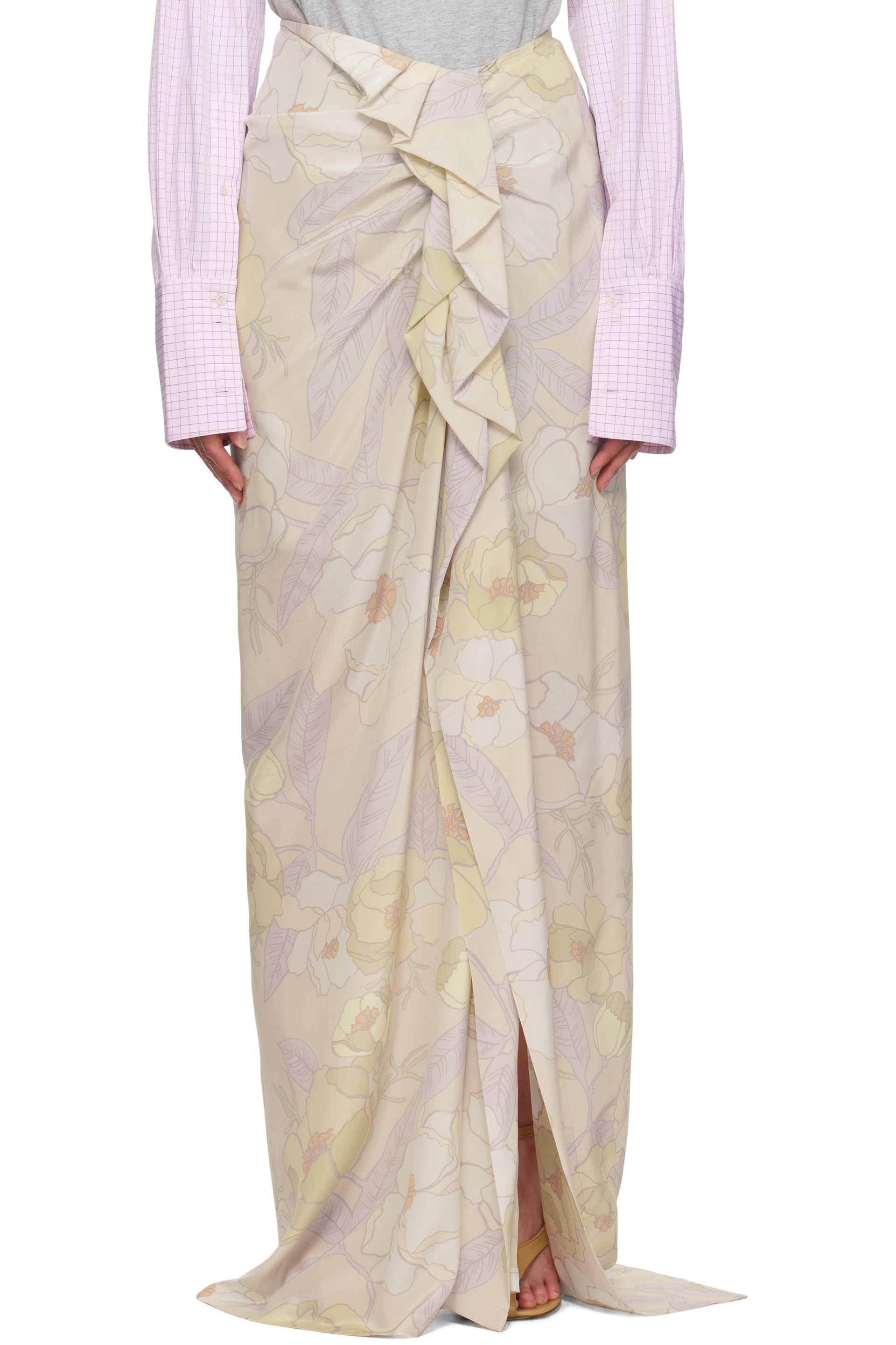 Dries Van Noten - Jupe longue multicolore en soie