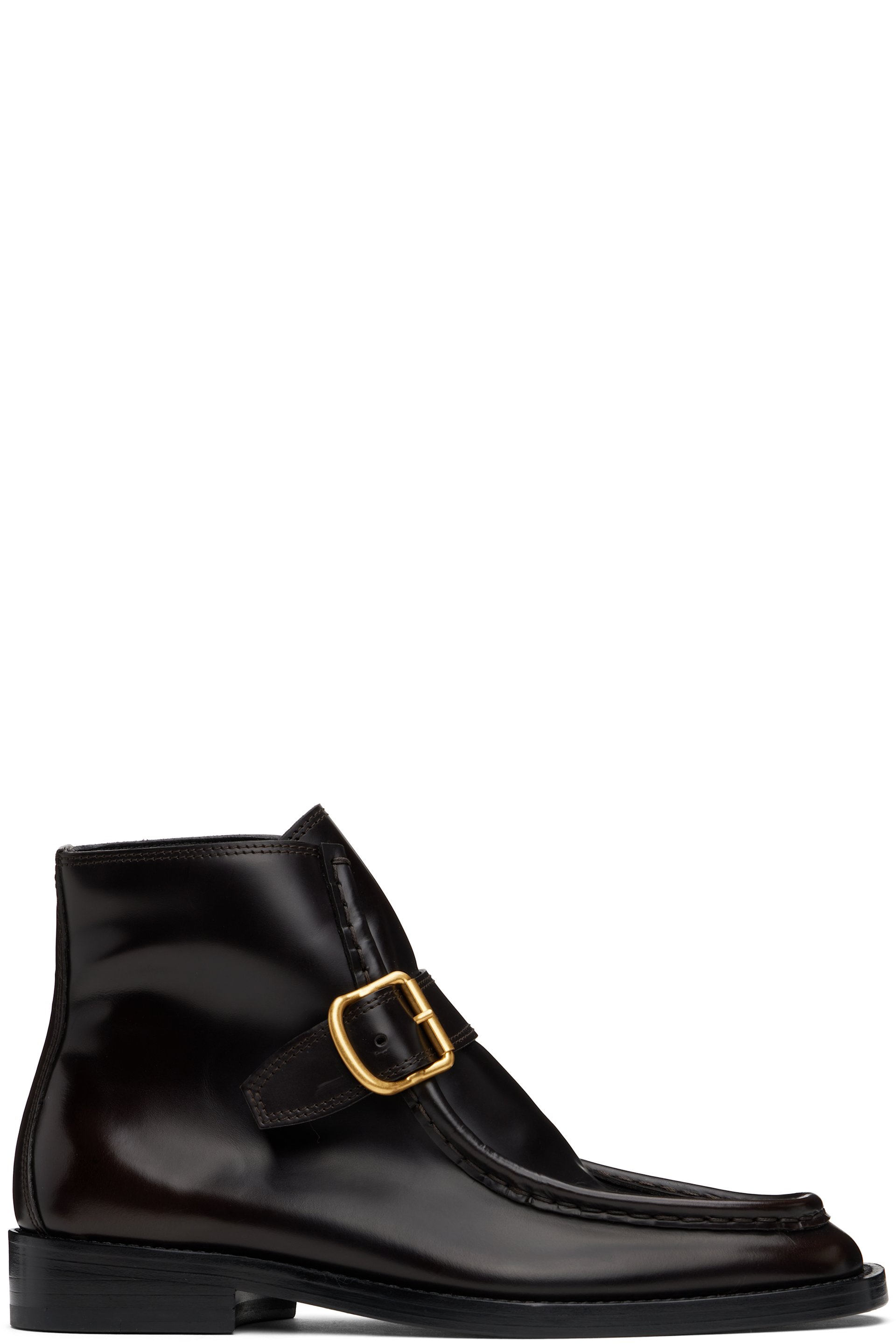 Dries Van Noten - Brown Brogue Buckle Leather Boots