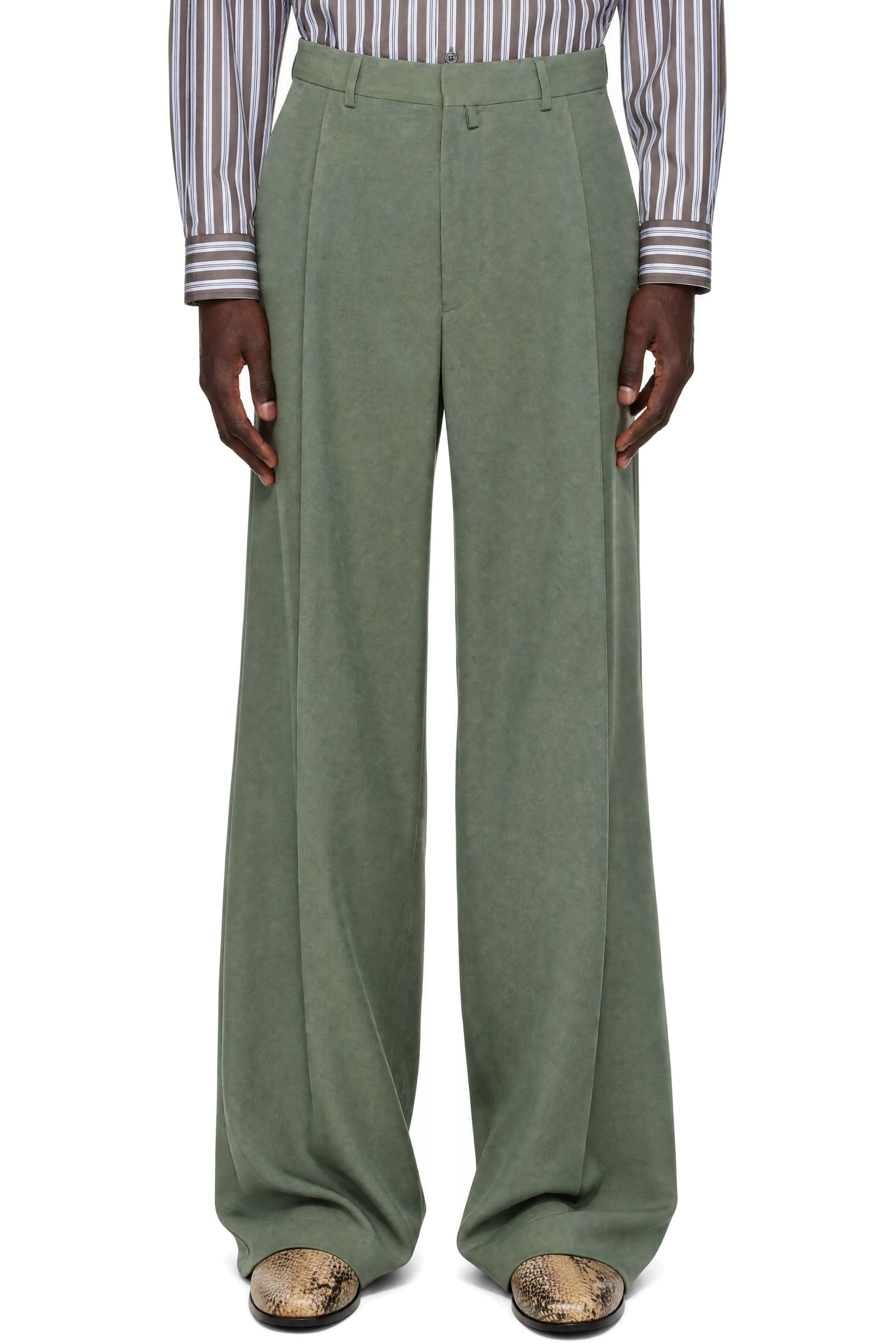 Dries Van Noten - Green Wool Trousers