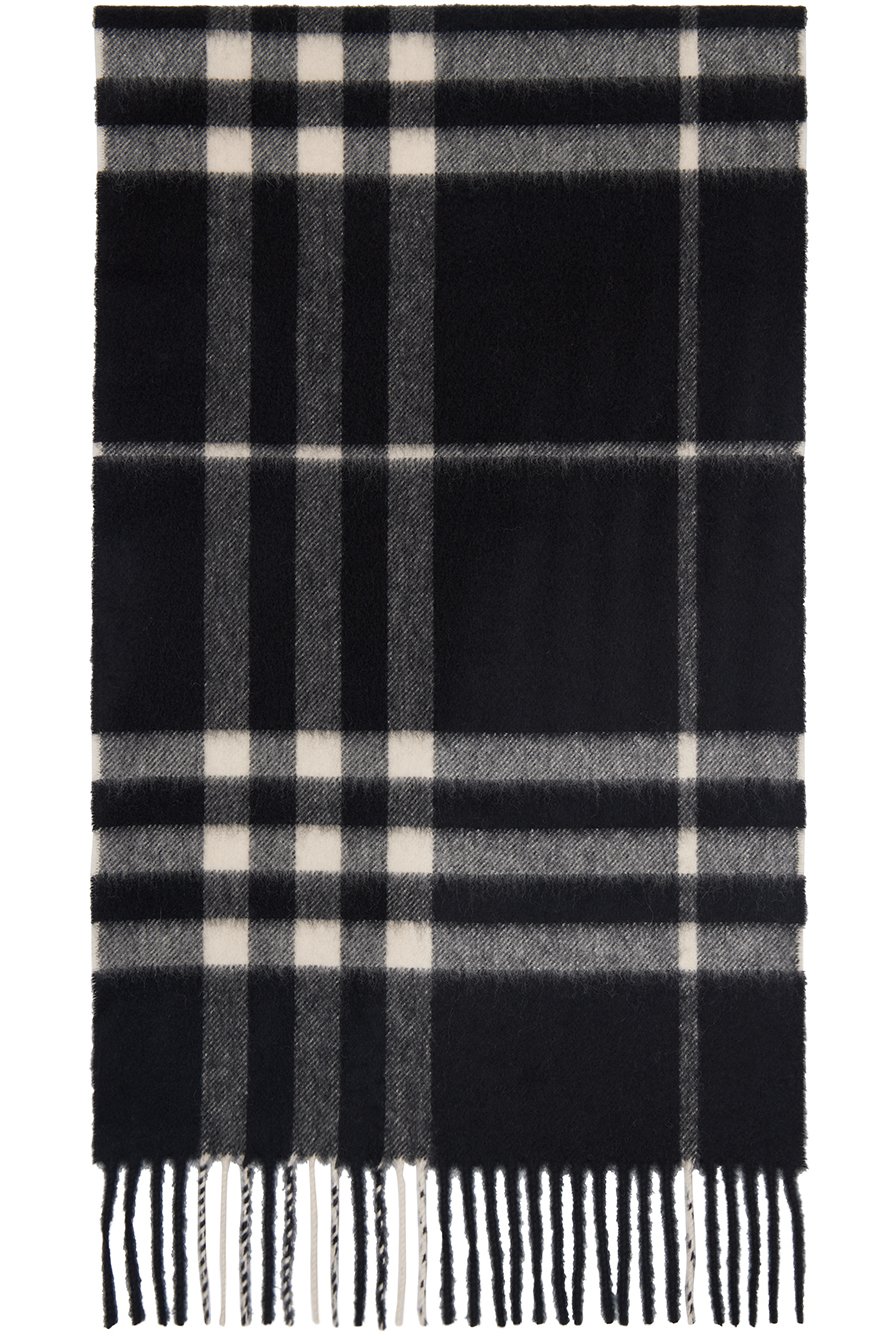 Burberry - Écharpe noire en cachemire à carreaux