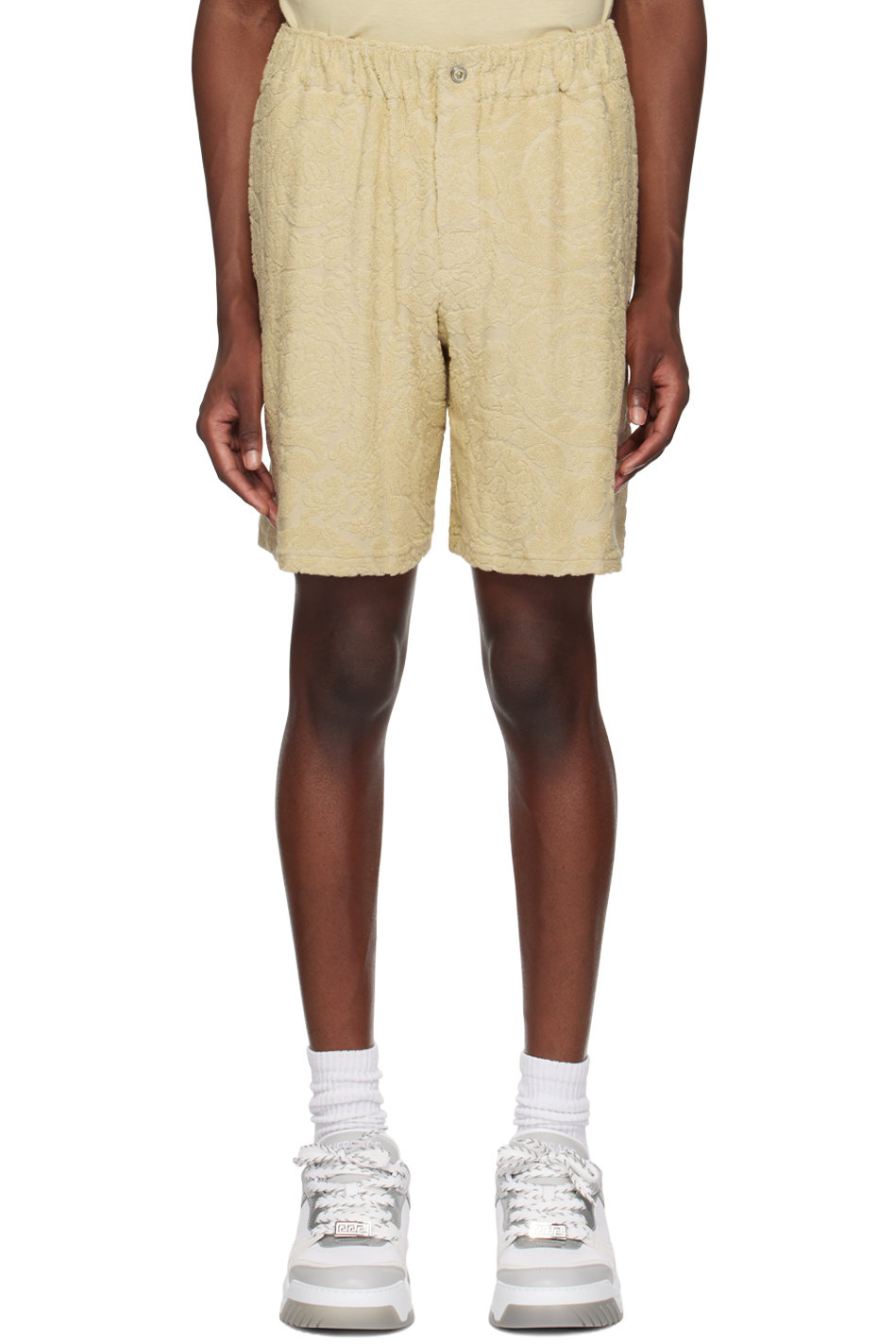 Versace - Beige Barocco Jacquard Shorts