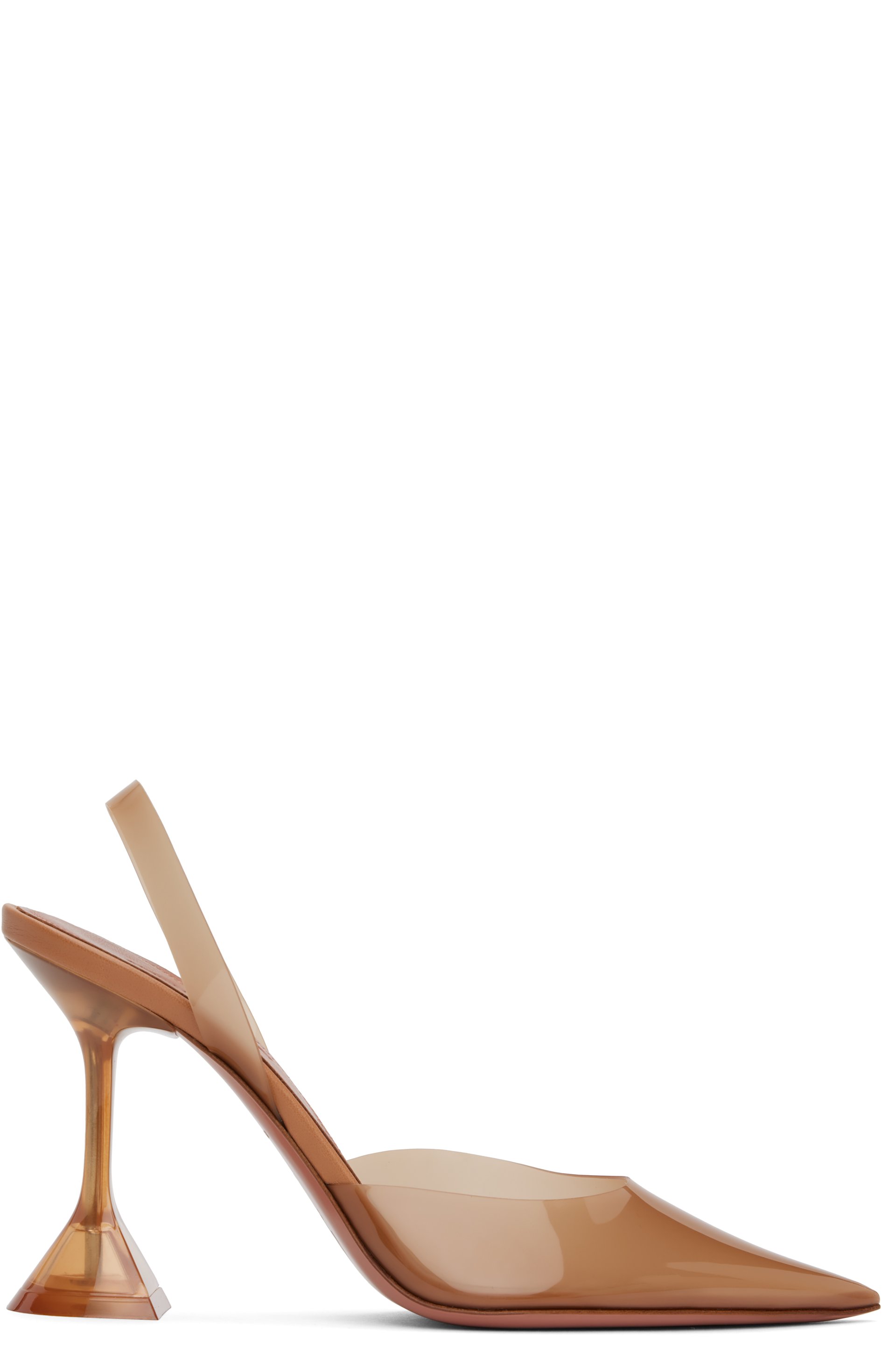 Amina Muaddi - Tan Holli Glass Sling Heels