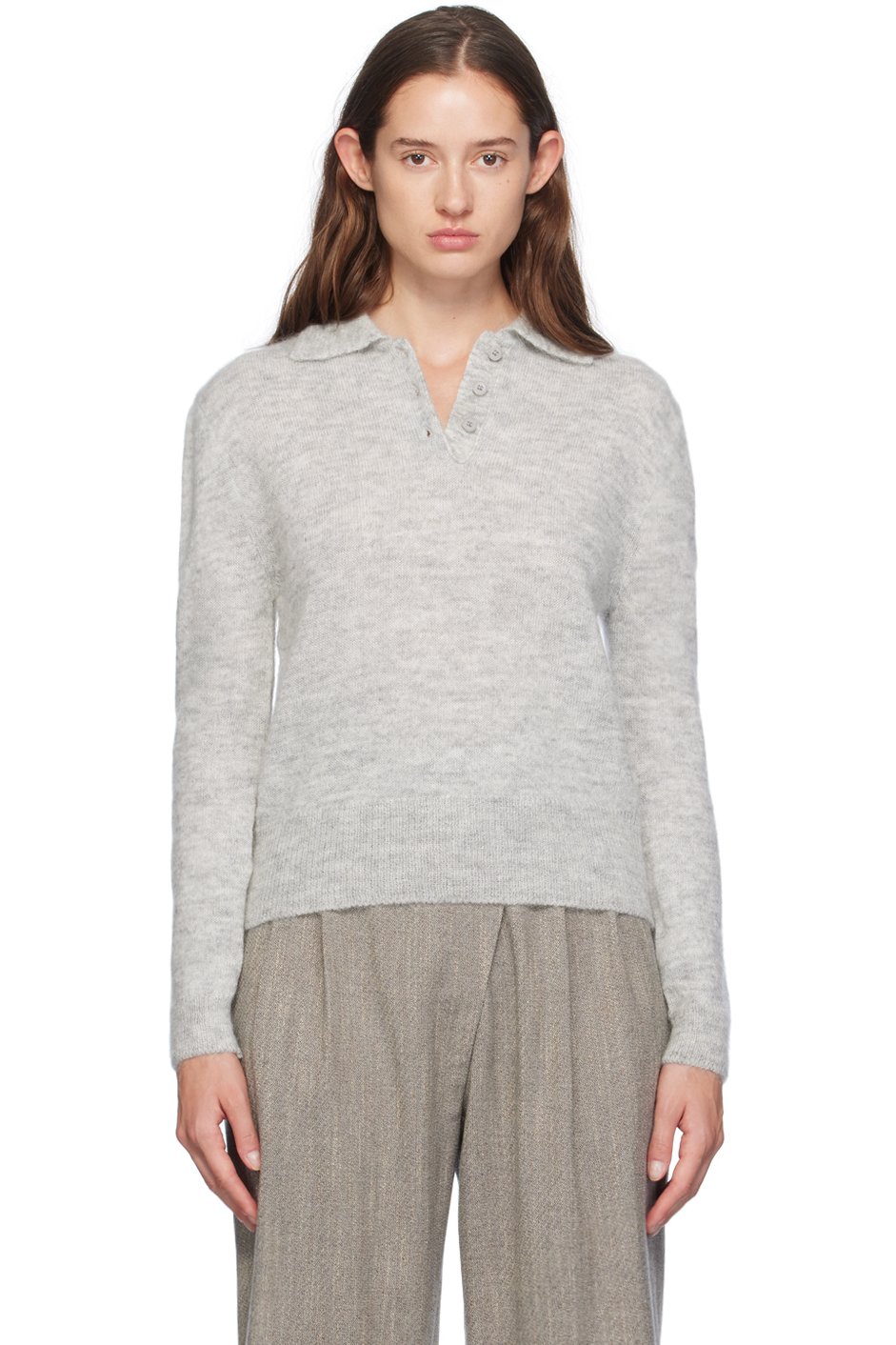 AMOMENTO ニット Amomento - Cotton-Blend Mock-Neck Sweater - Brown AMOMENTO