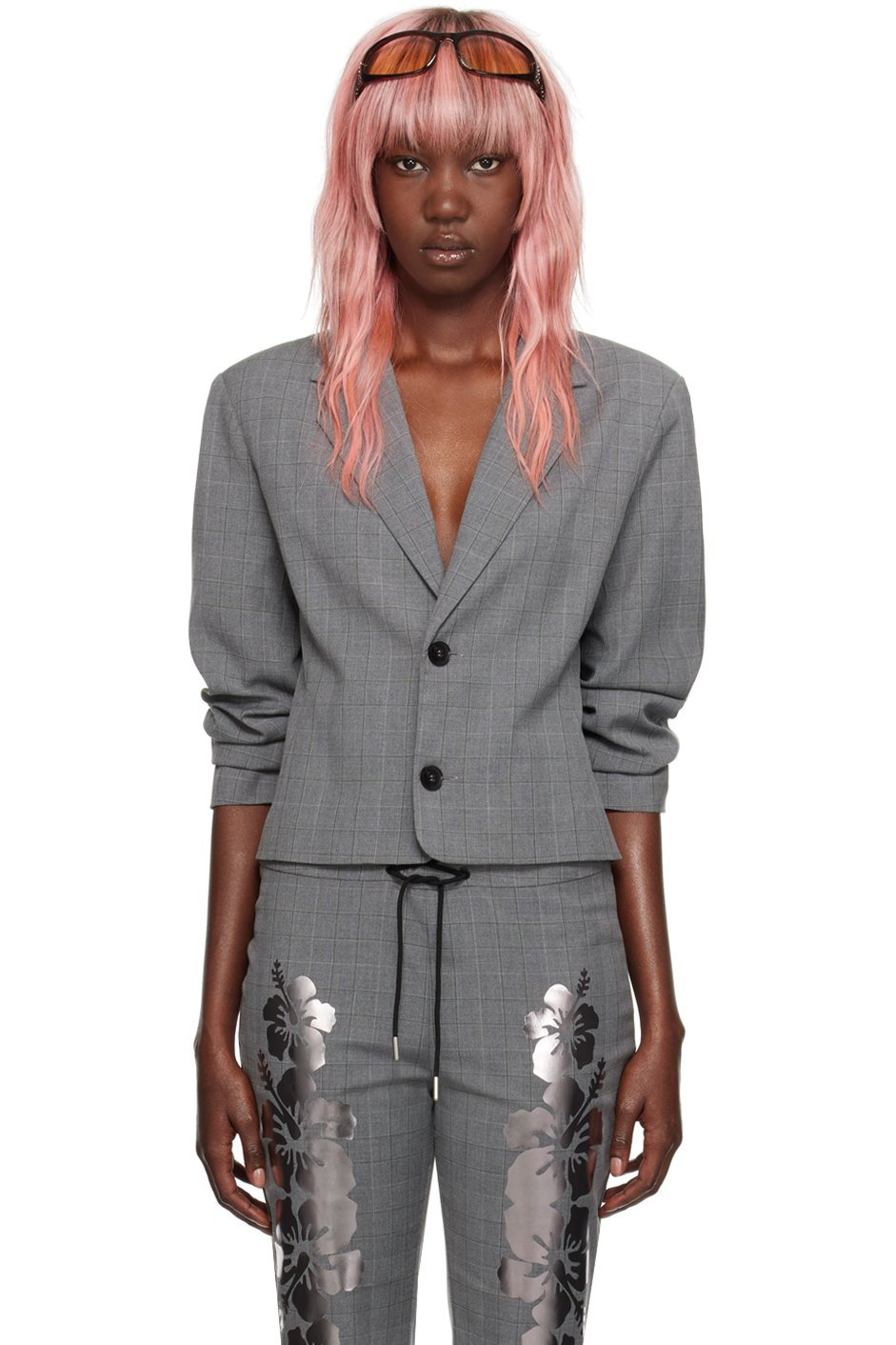 I'm Sorry by Petra Collins - SSENSE Exclusive Gray Mimi Wade Edition Shrunken Blazer