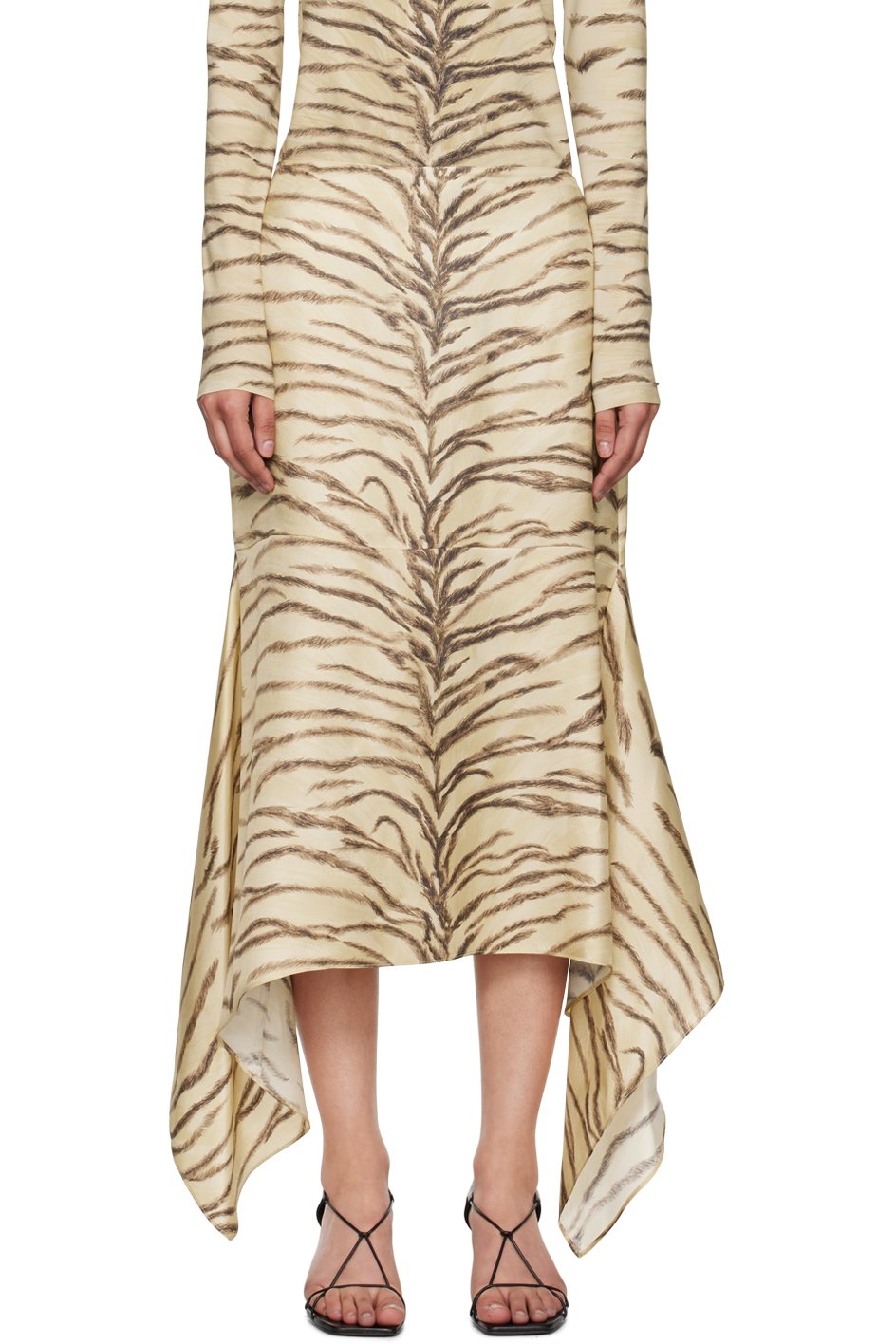 Stella McCartney - Jupe midi beige à motif tigré imprimé