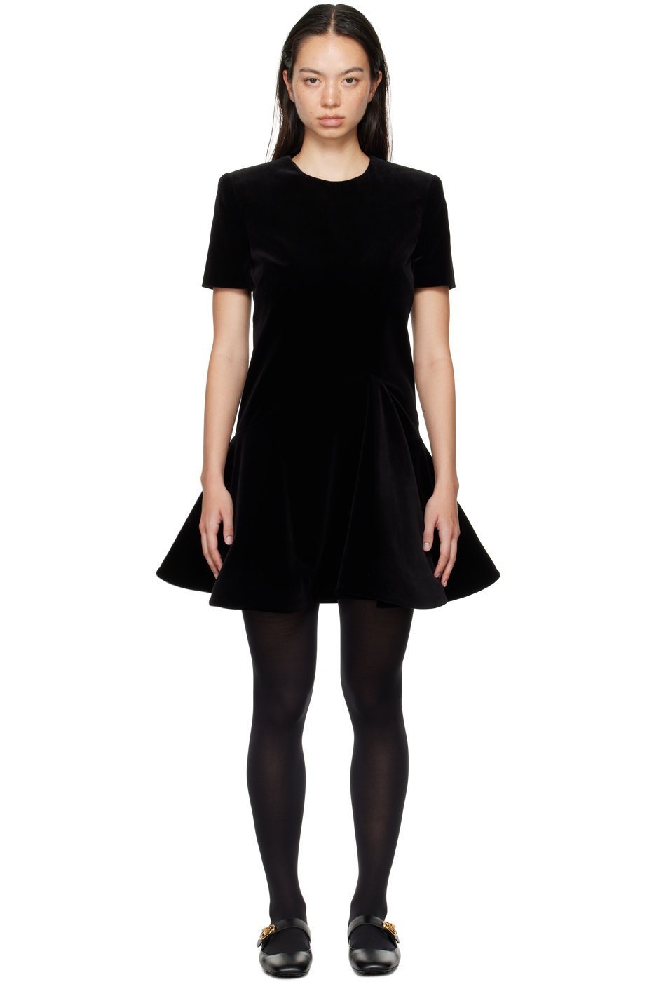 Valentino - Robe courte noire en velours à doublure en soie