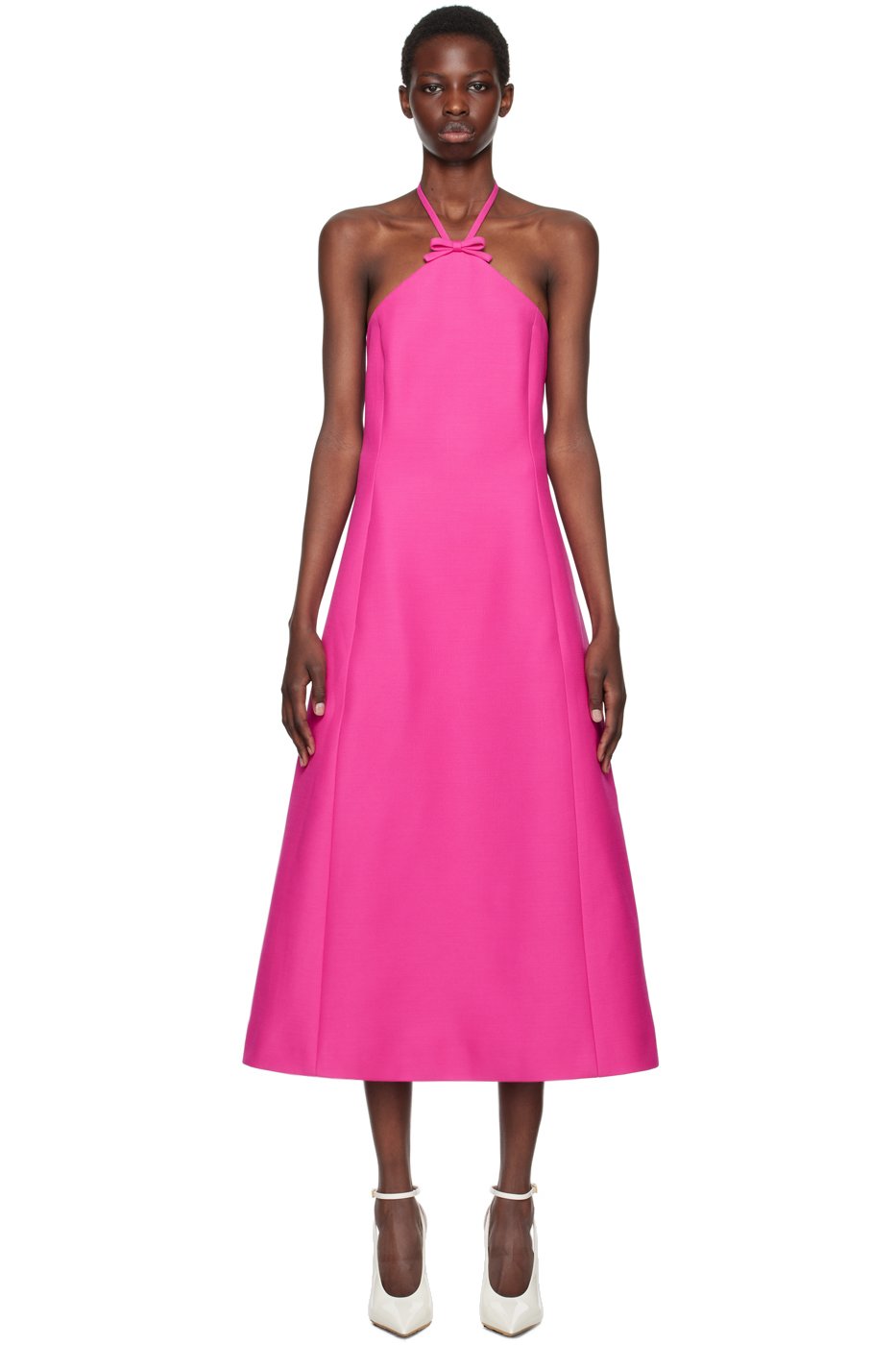 Valentino - Robe midi rose en étoffe Crepe Couture