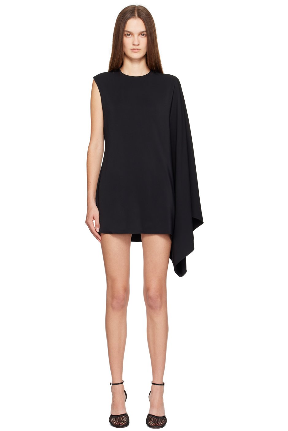 ALAÏA - Robe courte de style cafetan asymétrique noire