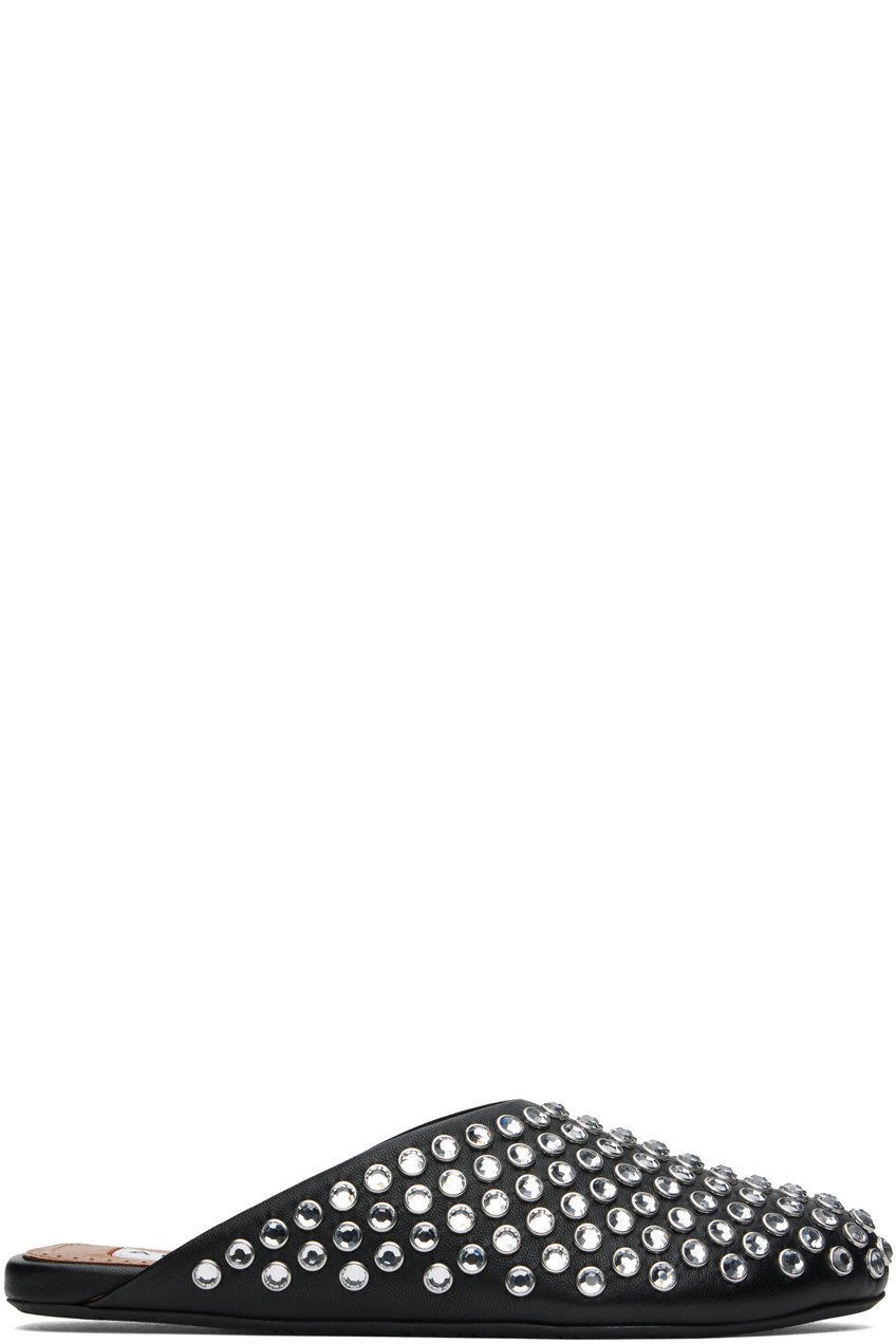 ALAÏA - Black Strass Lambskin Mules