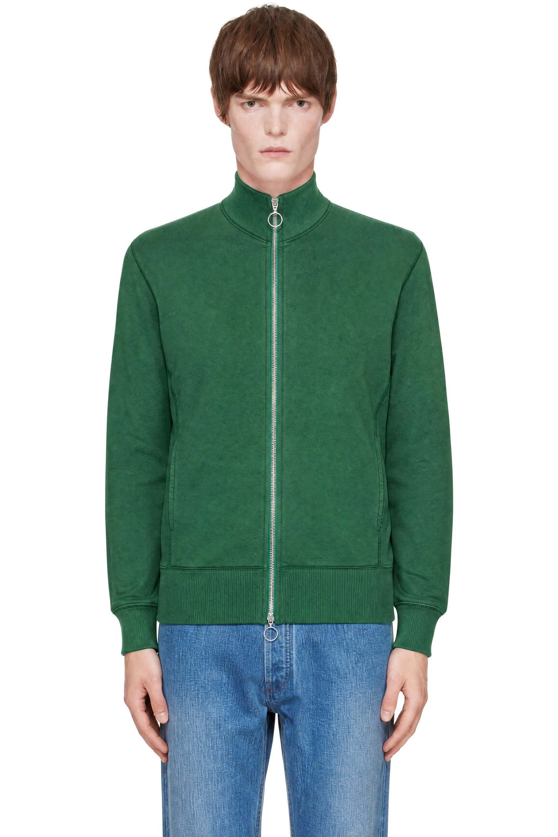 Drake's - Green Cotton Zip Through Track Jacket