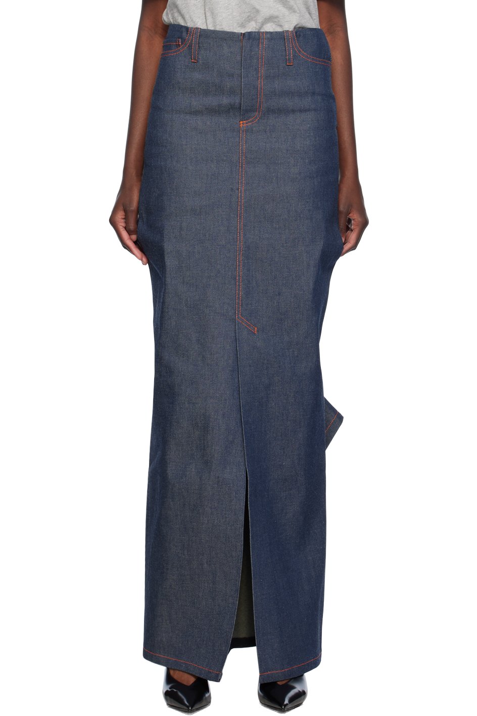 Meryll Rogge - Navy Vented Denim Maxi Skirt