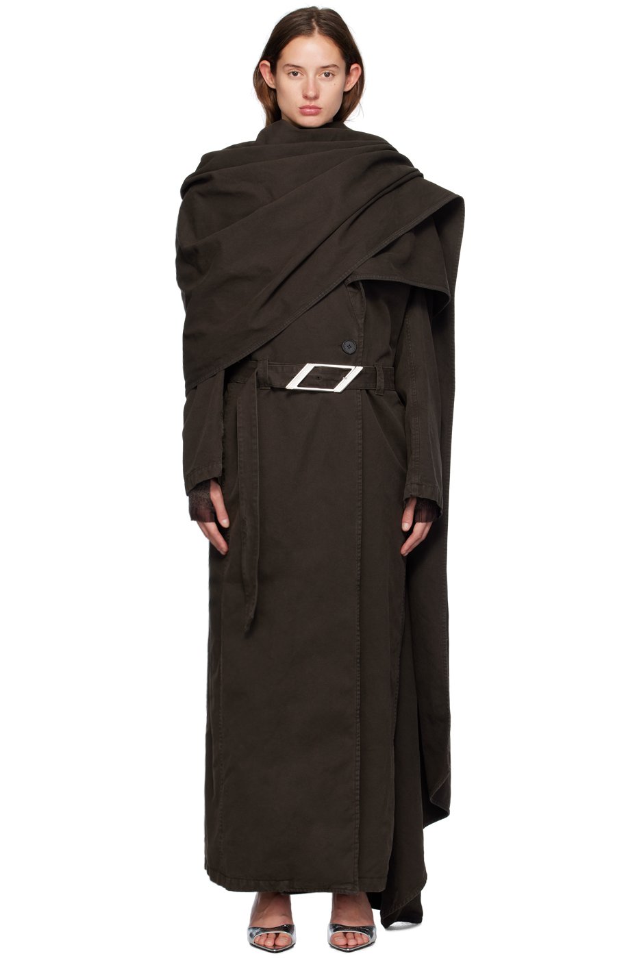 The Attico - Trench long brun exclusif à SSENSE