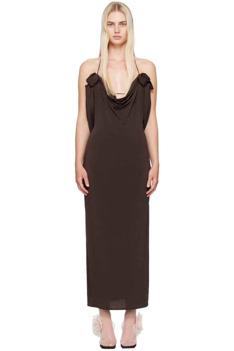 Magda Butrym - Robe midi brune à col bénitier
