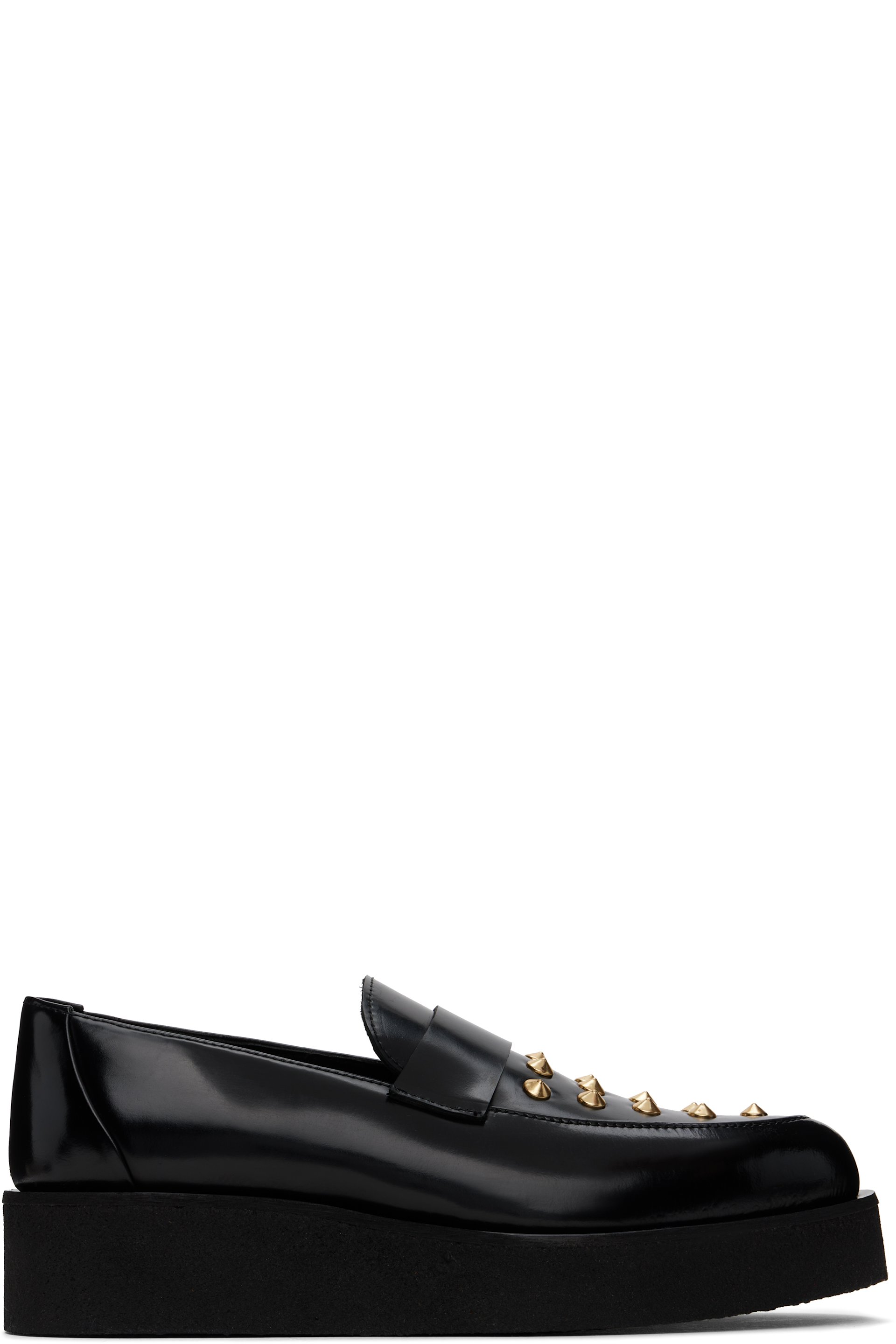 Ernest W. Baker - Black & Gold Creeper Studded Loafers