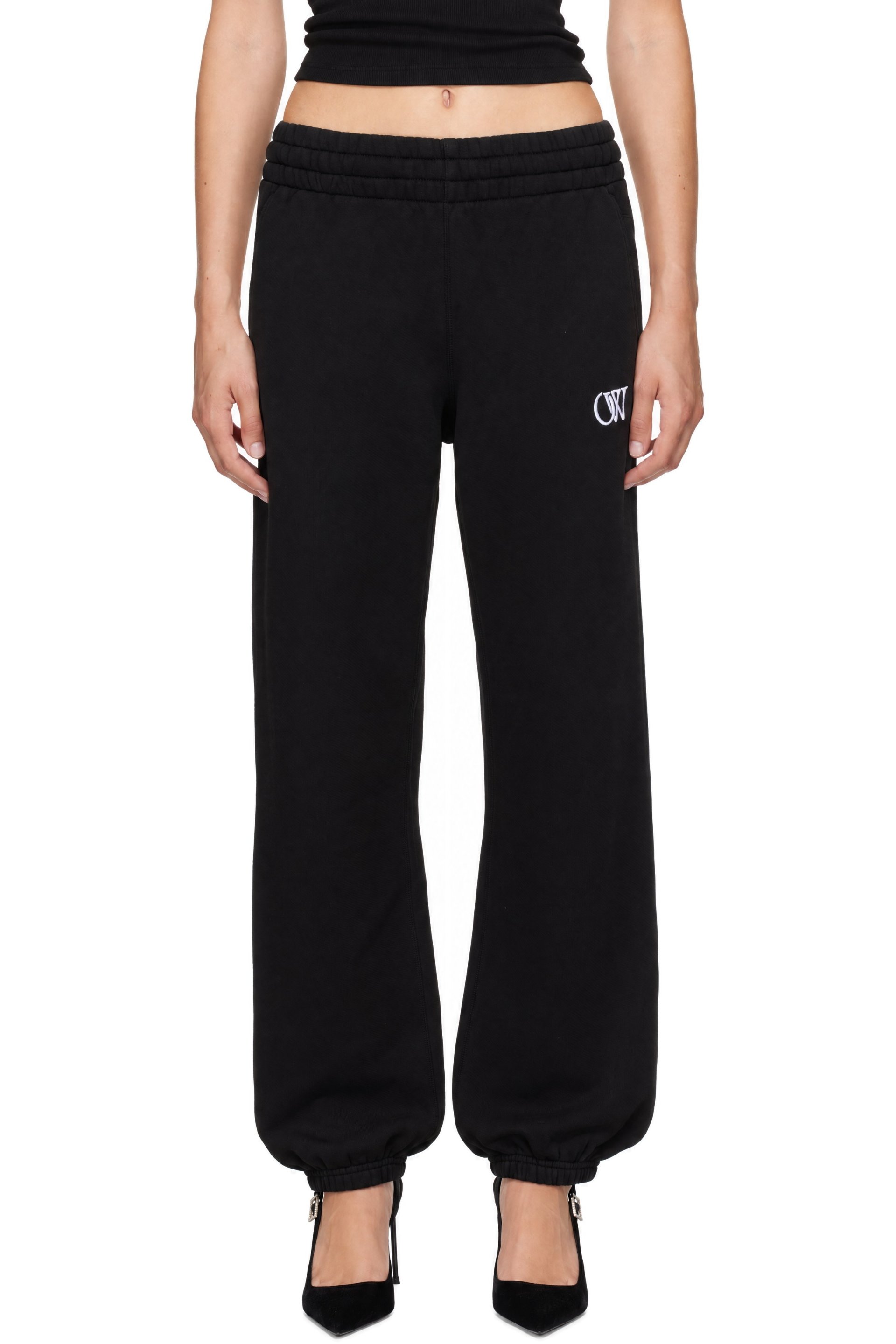 Off-White - Black Embroidered 'OW' Sweatpants