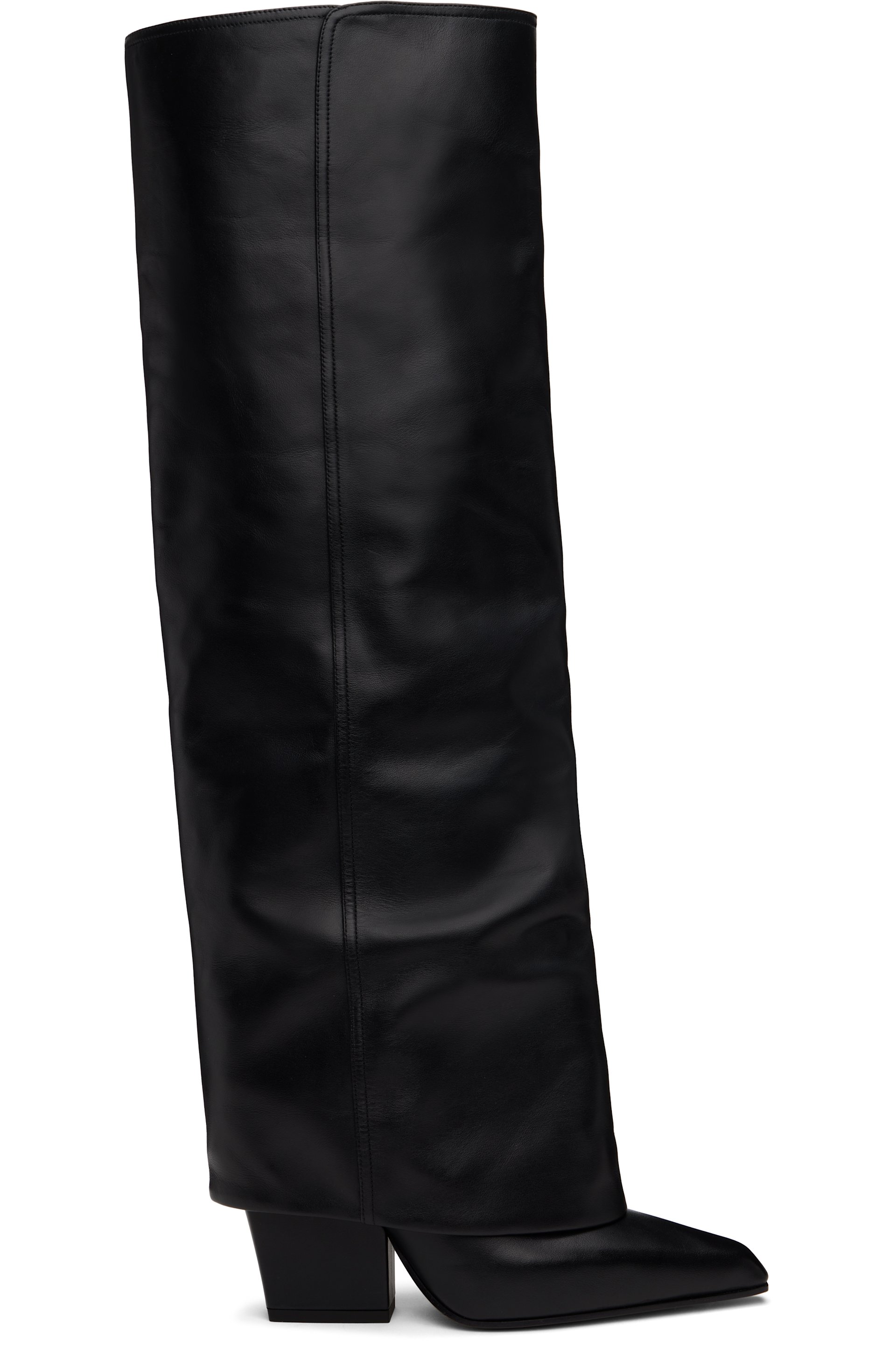 Paris Texas - Black Jane Fold Over Tall Boots