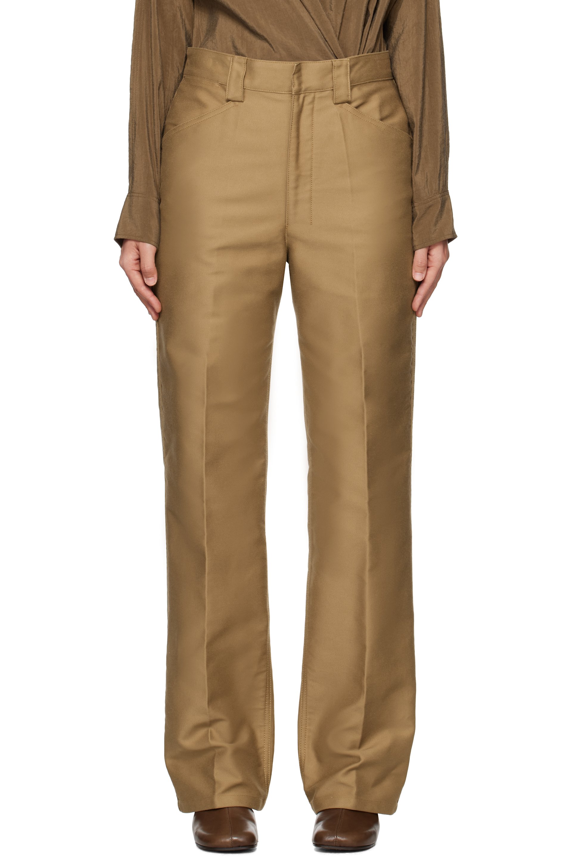 LEMAIRE - Pantalon droit brun clair