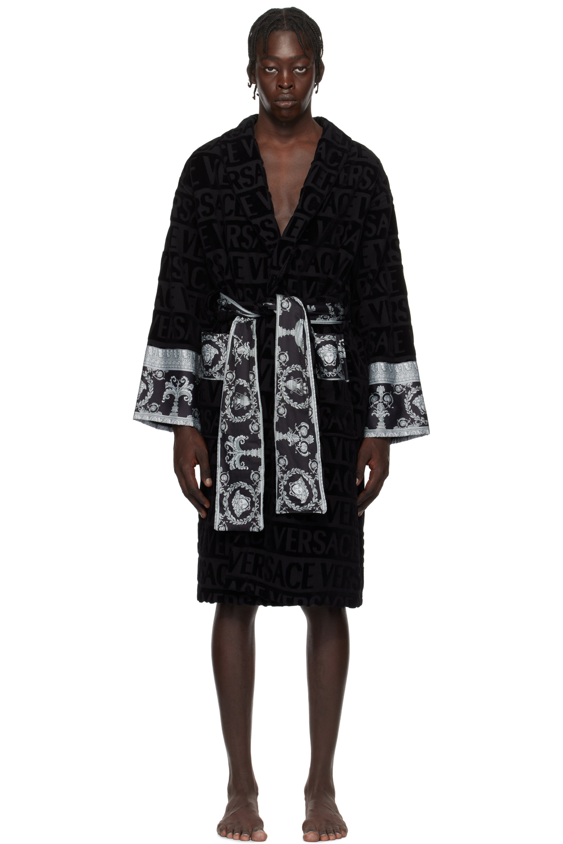 Versace Underwear - Black 'I Heart Baroque' Robe