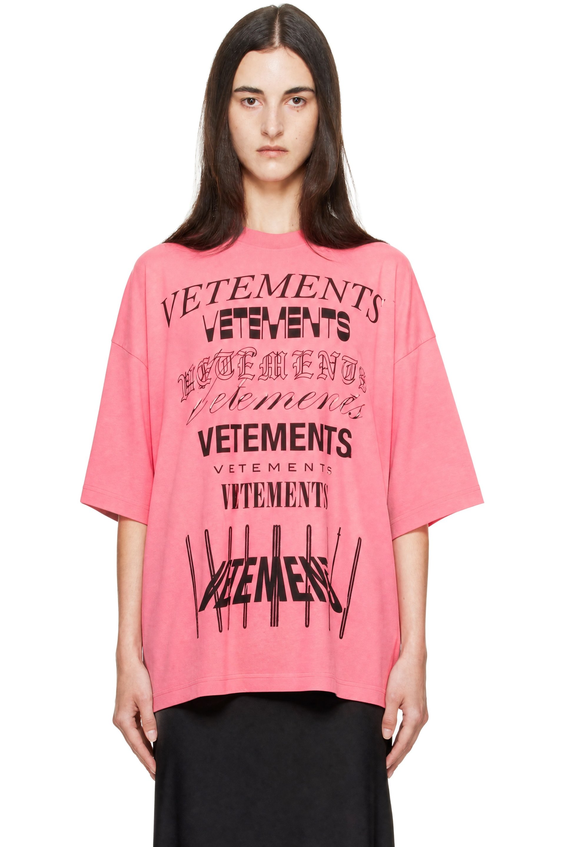 VETEMENTS - Pink Multilogo T-shirt