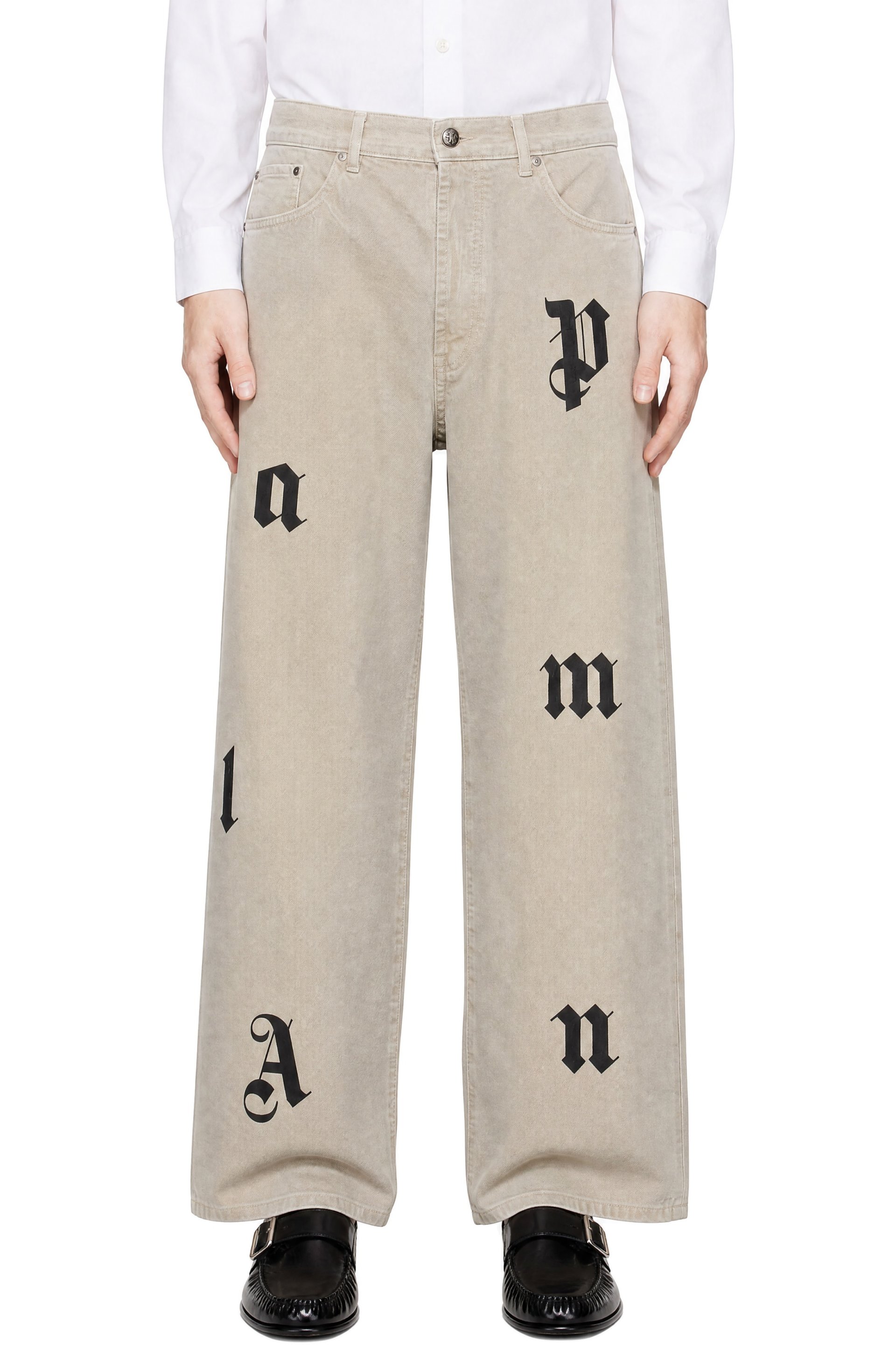 Palm Angels - Beige Bull Logo Patch Jeans