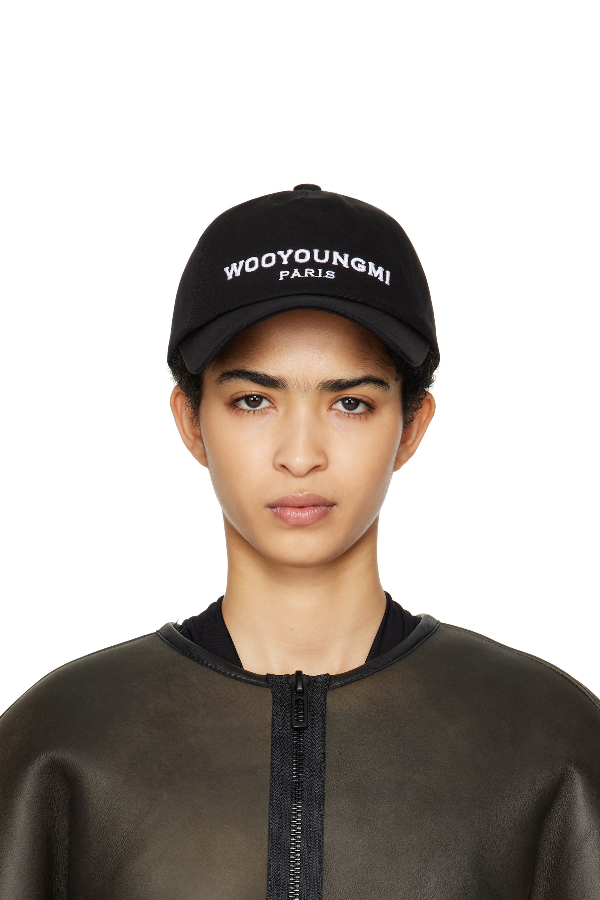 WOOYOUNGMI - Black Embroidered Ball Cap